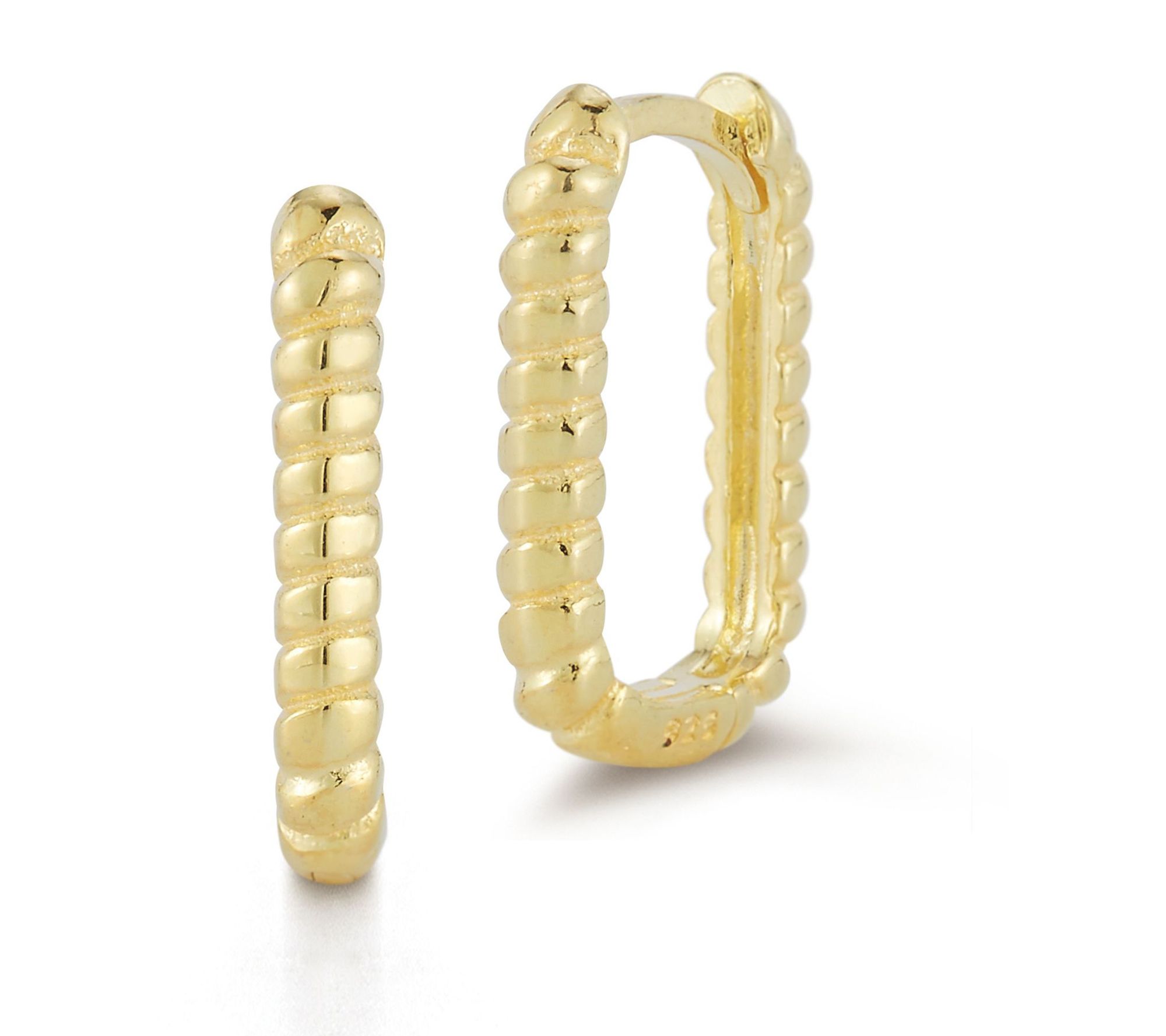 Sterlina Silver Twist Oval Huggie Hoop Earrings , Sterling