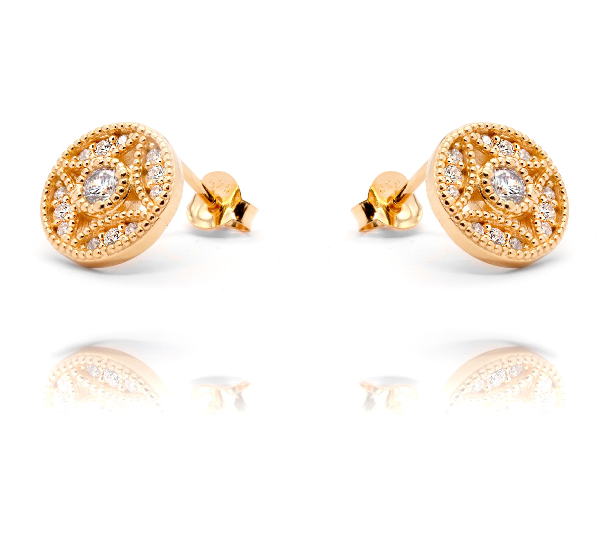 Diamonique 1.00 cttw Floral Stud Earrings, Sterling Silver