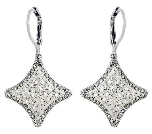 Suspicion Sterling Marcasite Textured Leverback Earrings