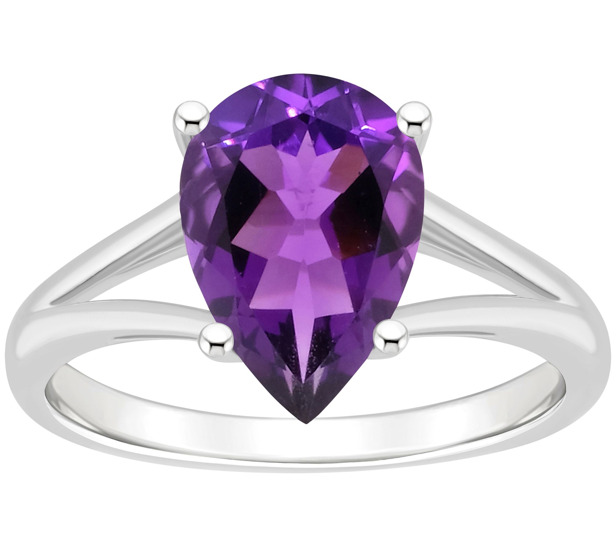 Affinity Gems Pear Cut Gemstone Split Shank Ring, Sterling
