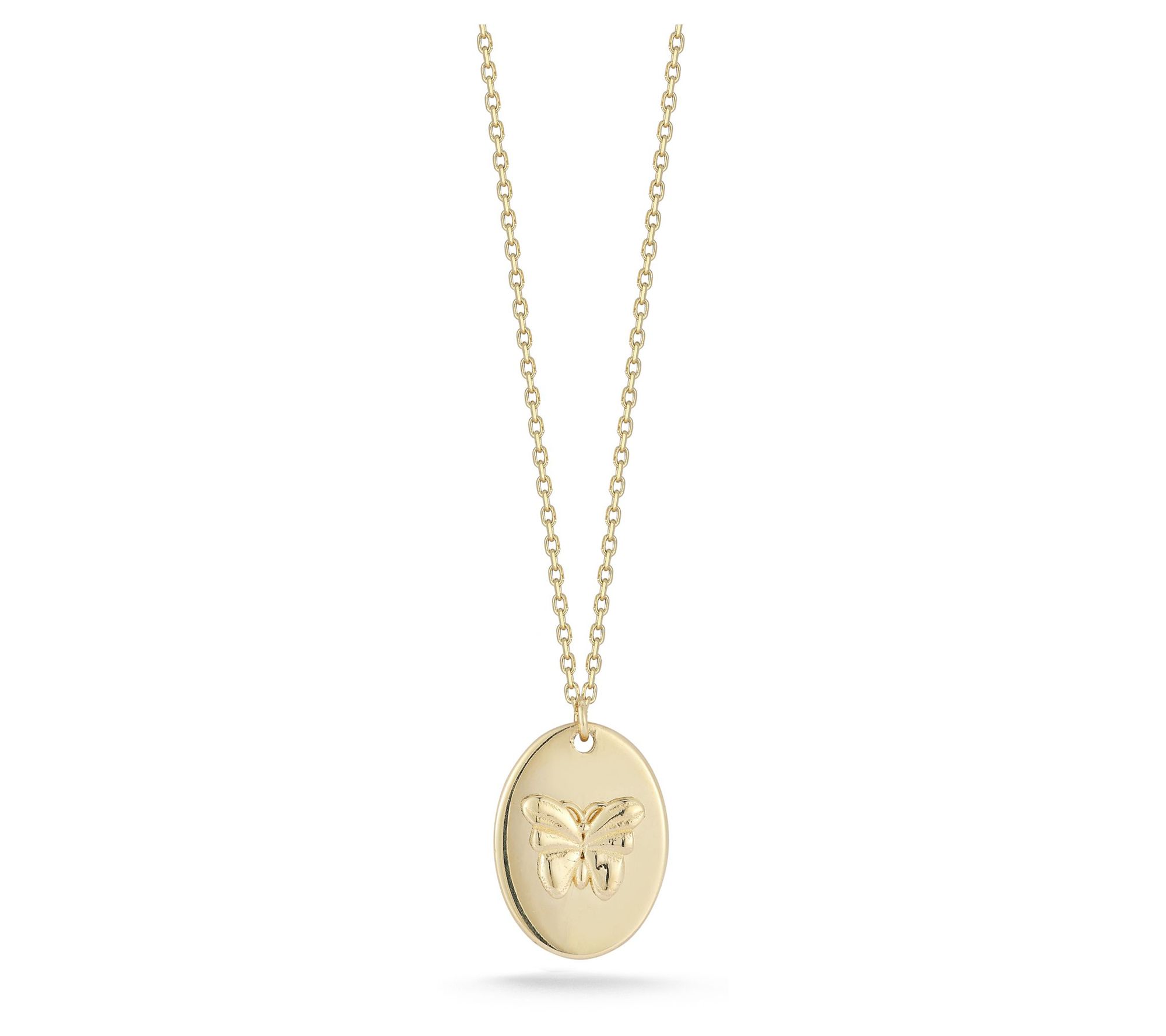 Luminosa Gold Butterfly Disc Pendant w/ Chain, 14K