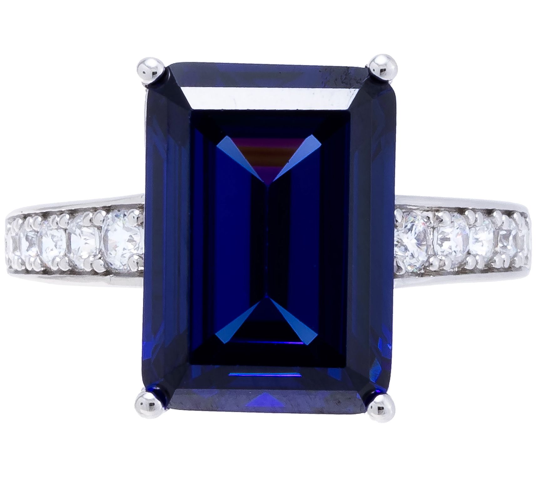 Diamonique 9.20 cttw Emerald-Cut Engagement Ring, Sterling - QVC.com
