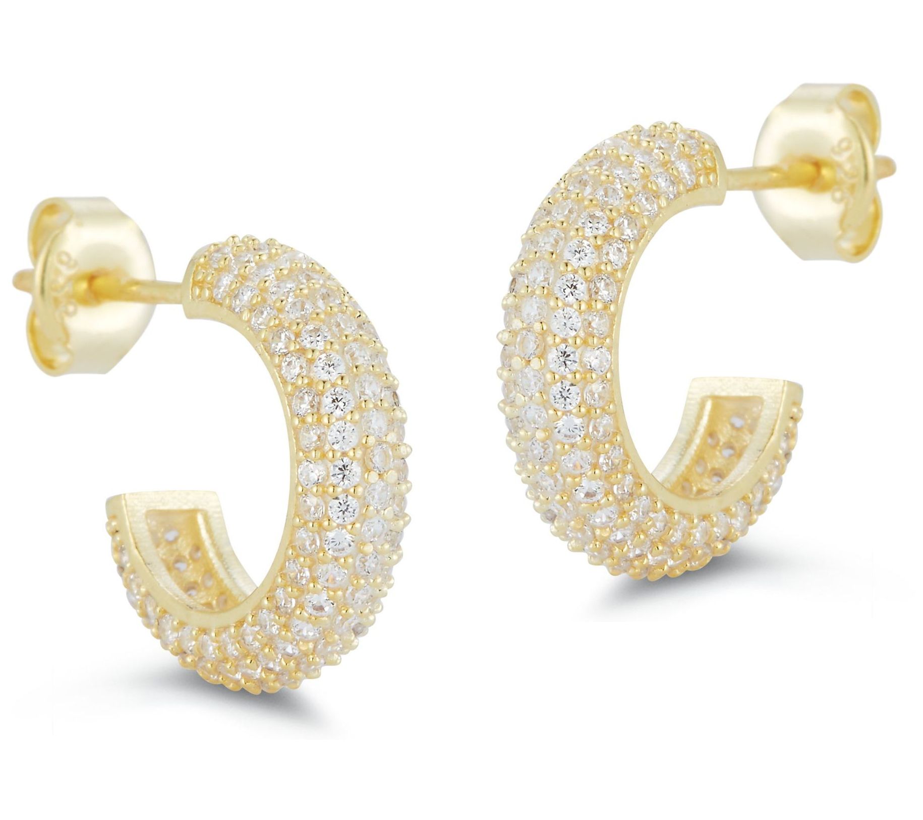 Sterlina Silver Pave Round Hoop Earrings, Sterling Silver