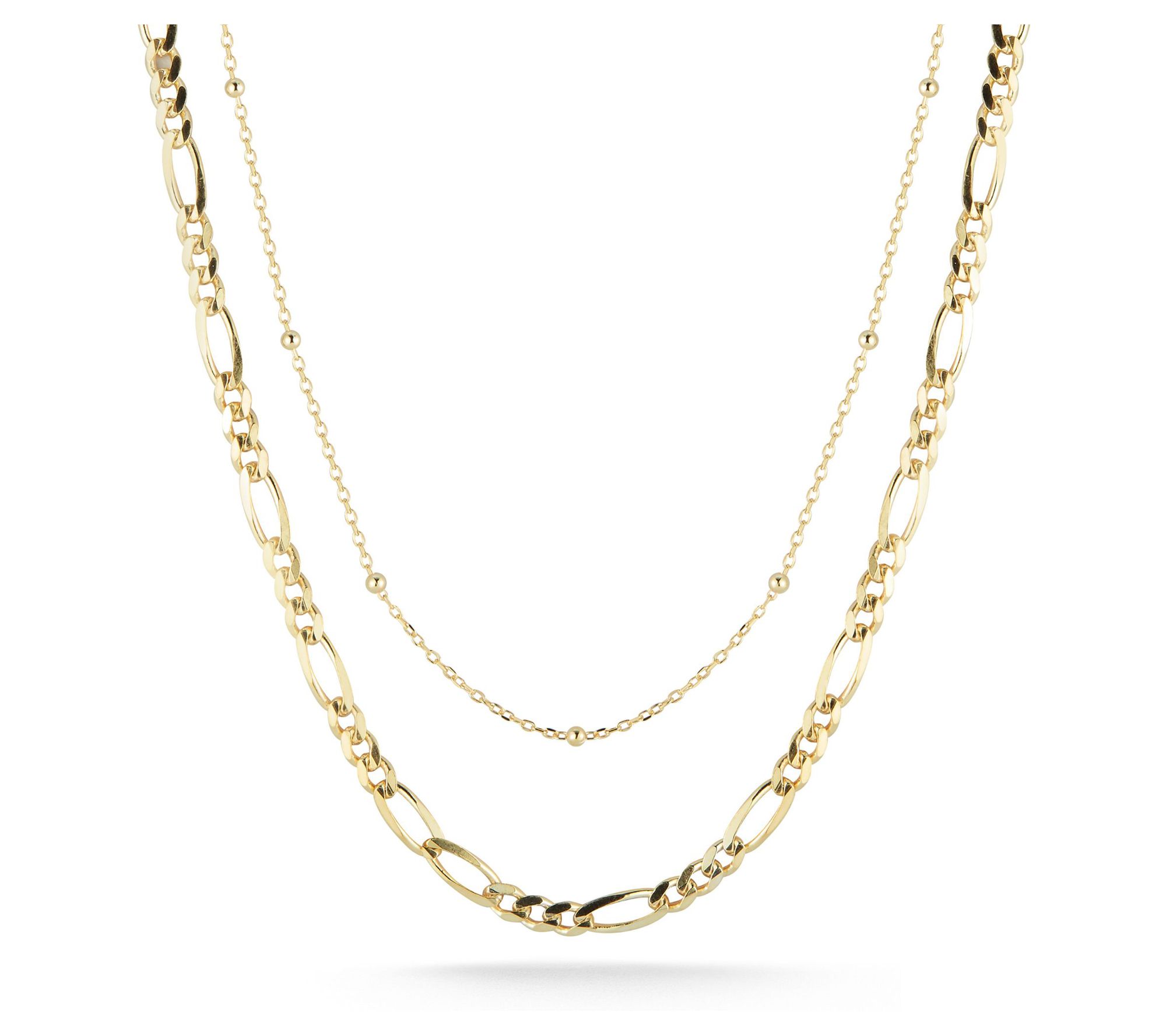 Sterlina Silver Ball & Figaro Chain Layered Necklace, Sterling