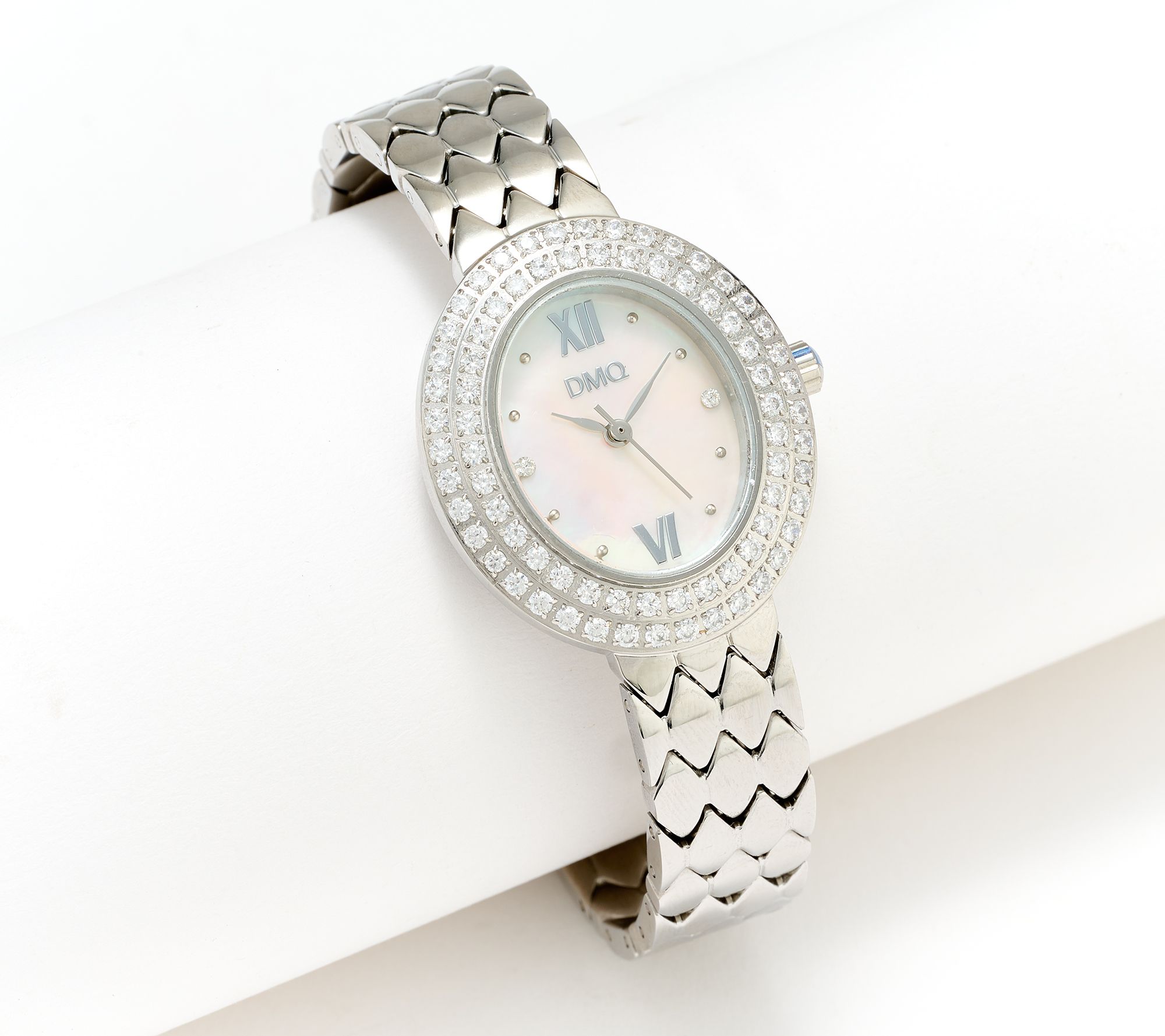 Diamonique Stainless Steel Accent Watch With Removable Links