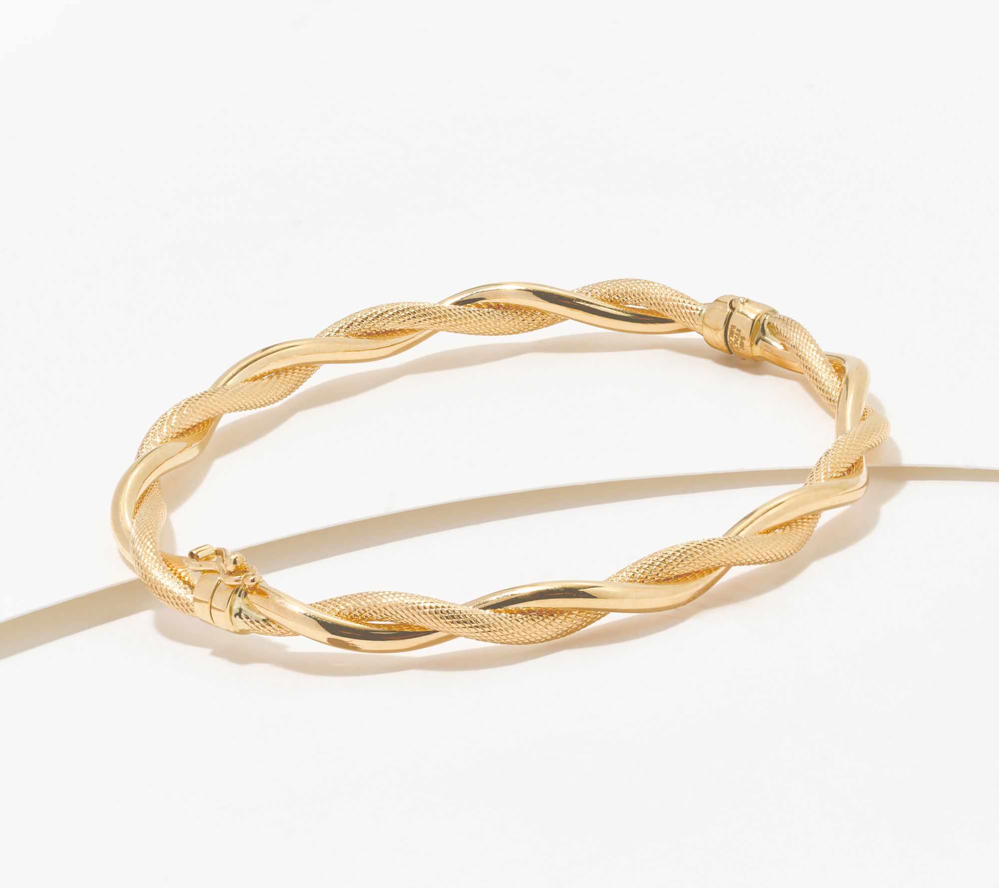 David Markstein 14K Gold Oval Twisted Polished & Textured Bangle