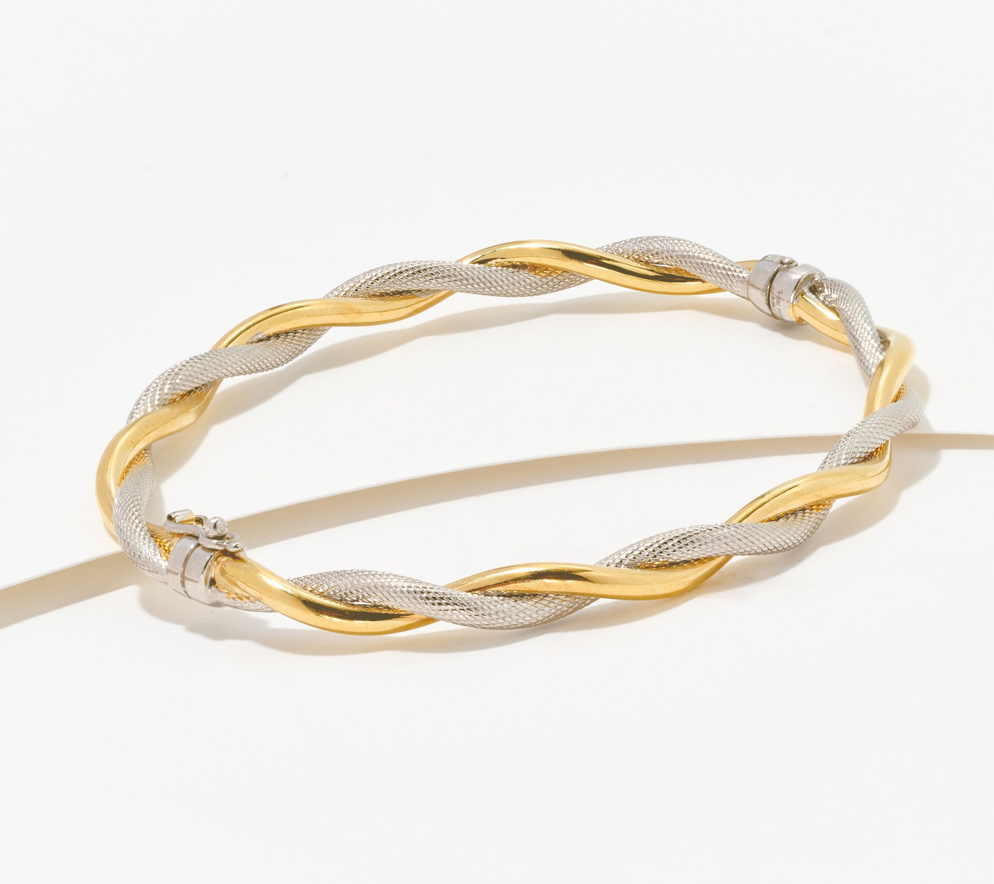 David Markstein 14K Gold Oval Twisted Polished & Textured Bangle