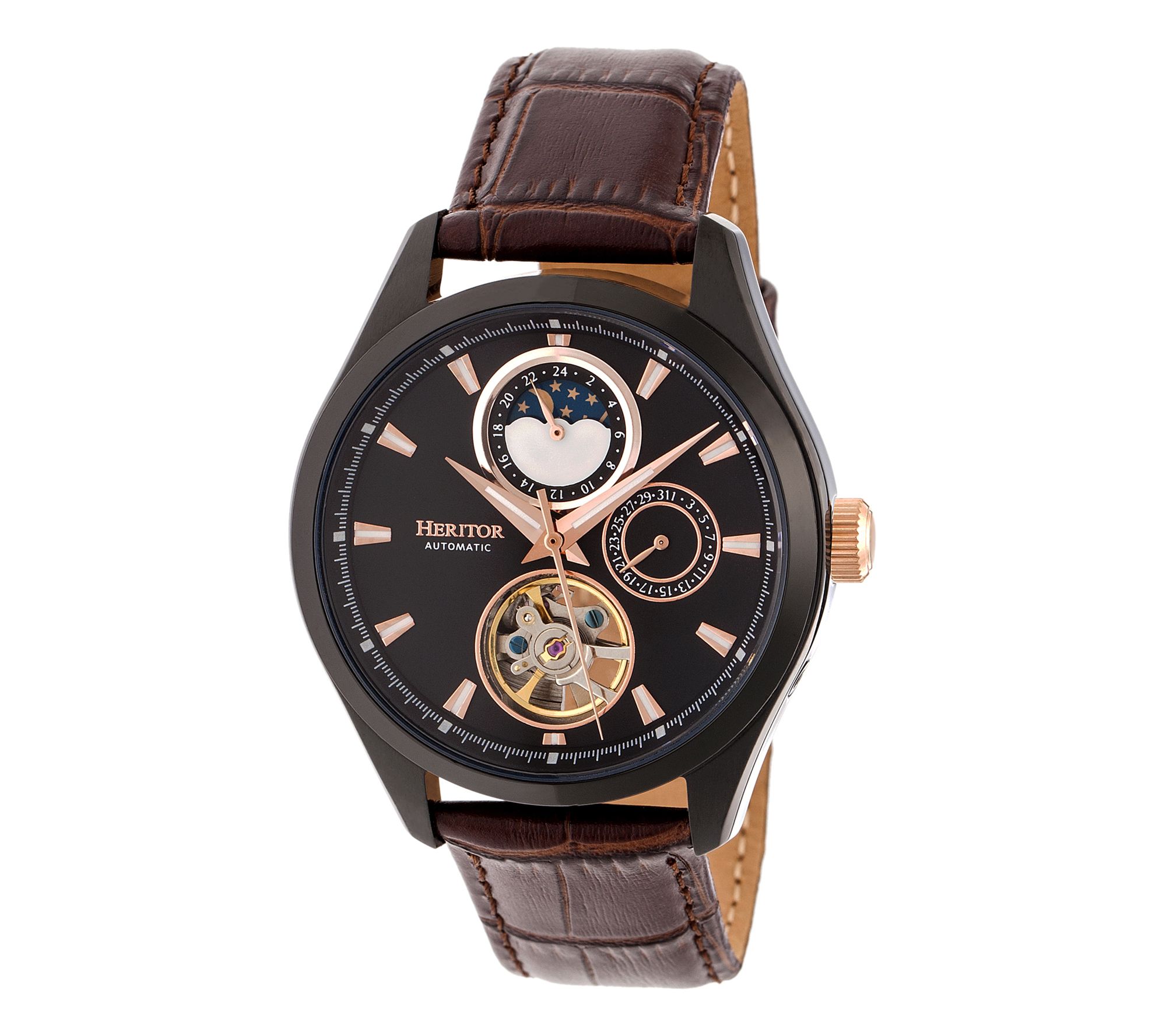 Heritor Automatic Men's Sebastian Stainless Leather Watch