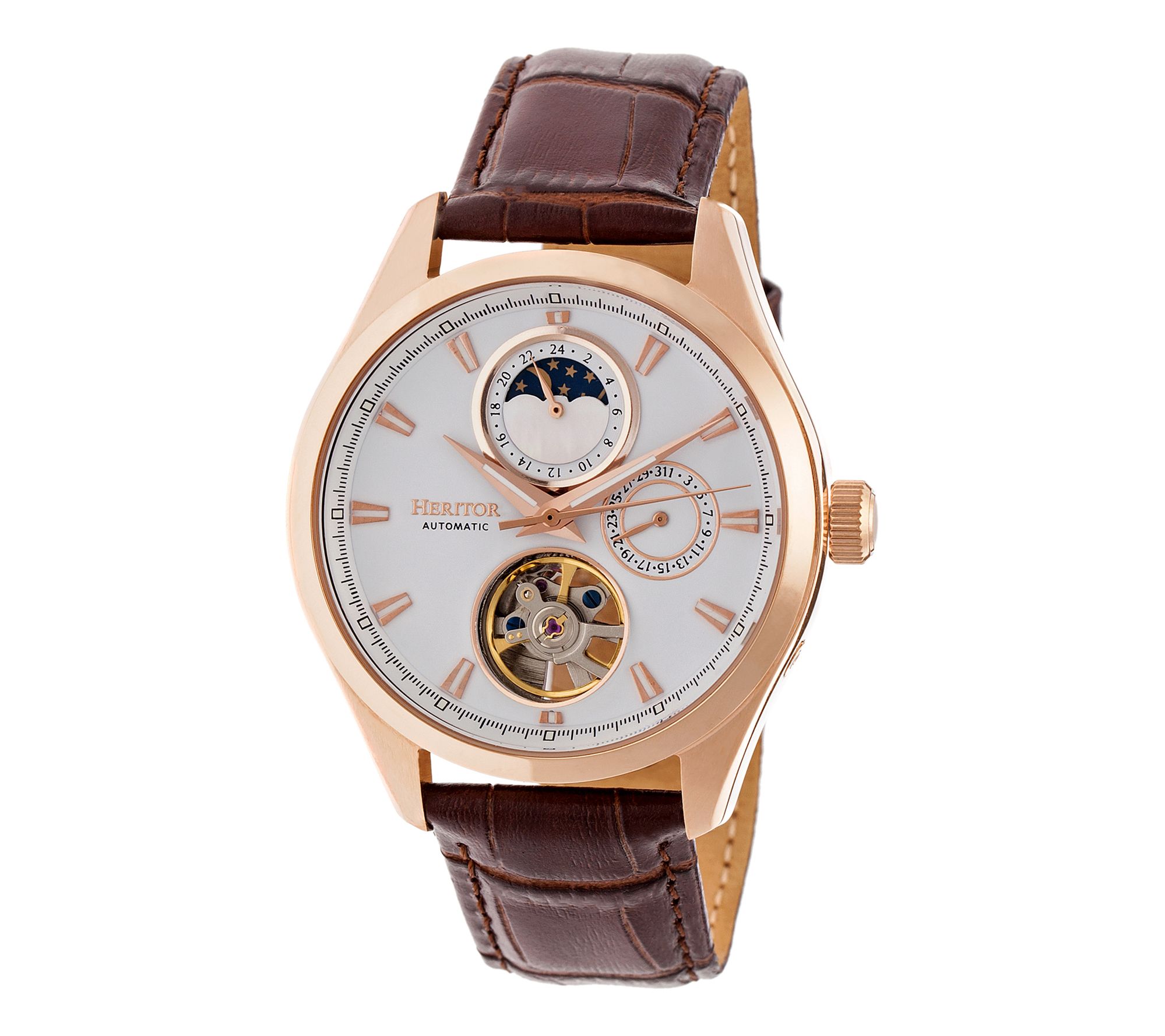 Heritor Automatic Men's Sebastian Stainless Leather Watch