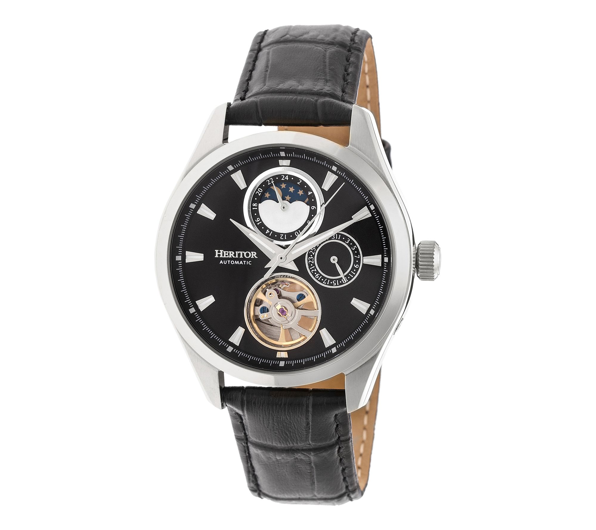 Heritor Automatic Men's Sebastian Stainless Leather Watch