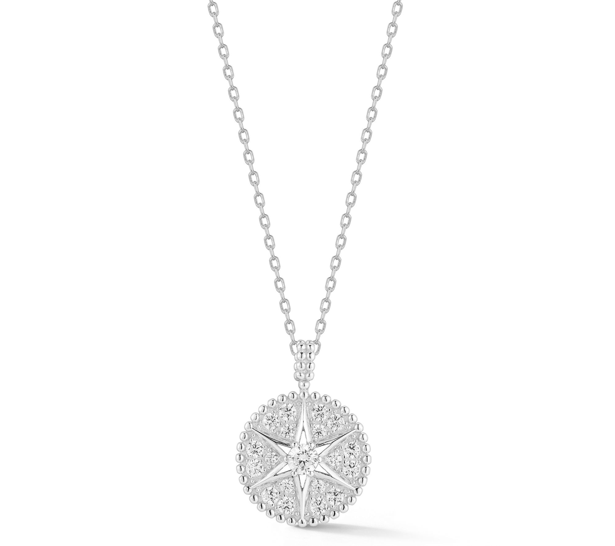 Sterlina Silver Pave Star Pendant w/ Chain, Sterling