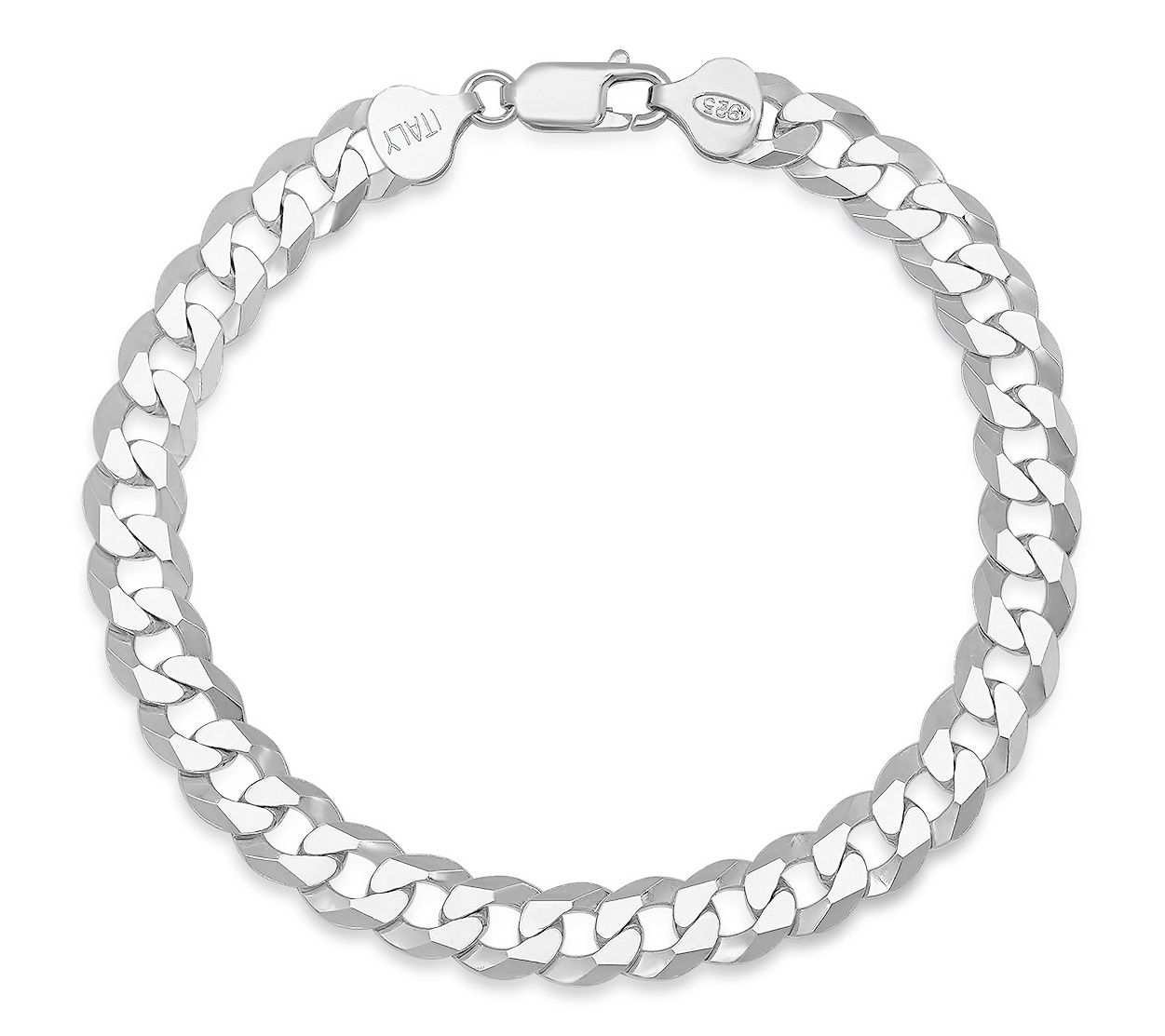Silver Style Diamond Cut Curb Link Bracelet, Sterling
