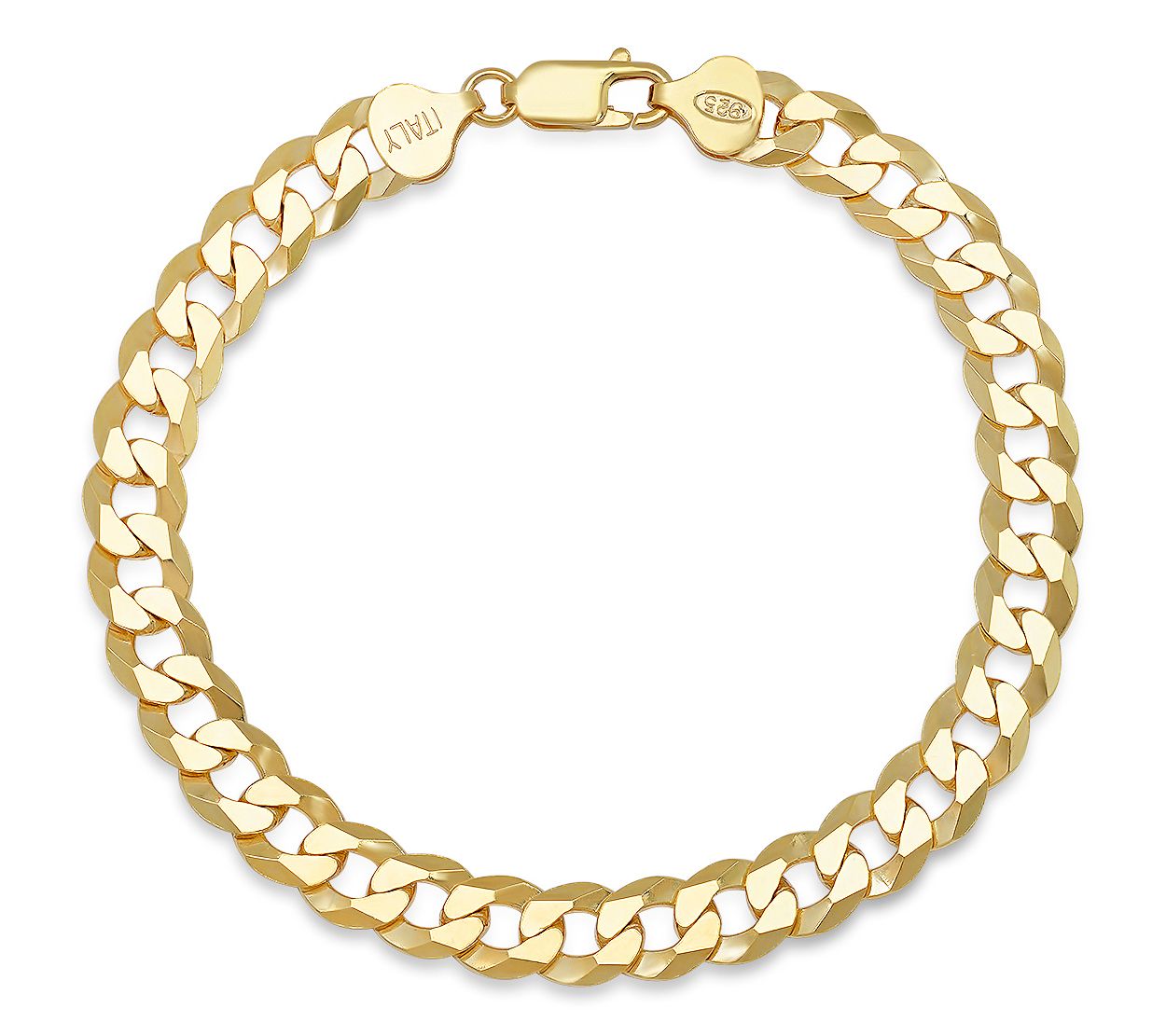 Silver Style Diamond Cut Curb Link Bracelet, Sterling