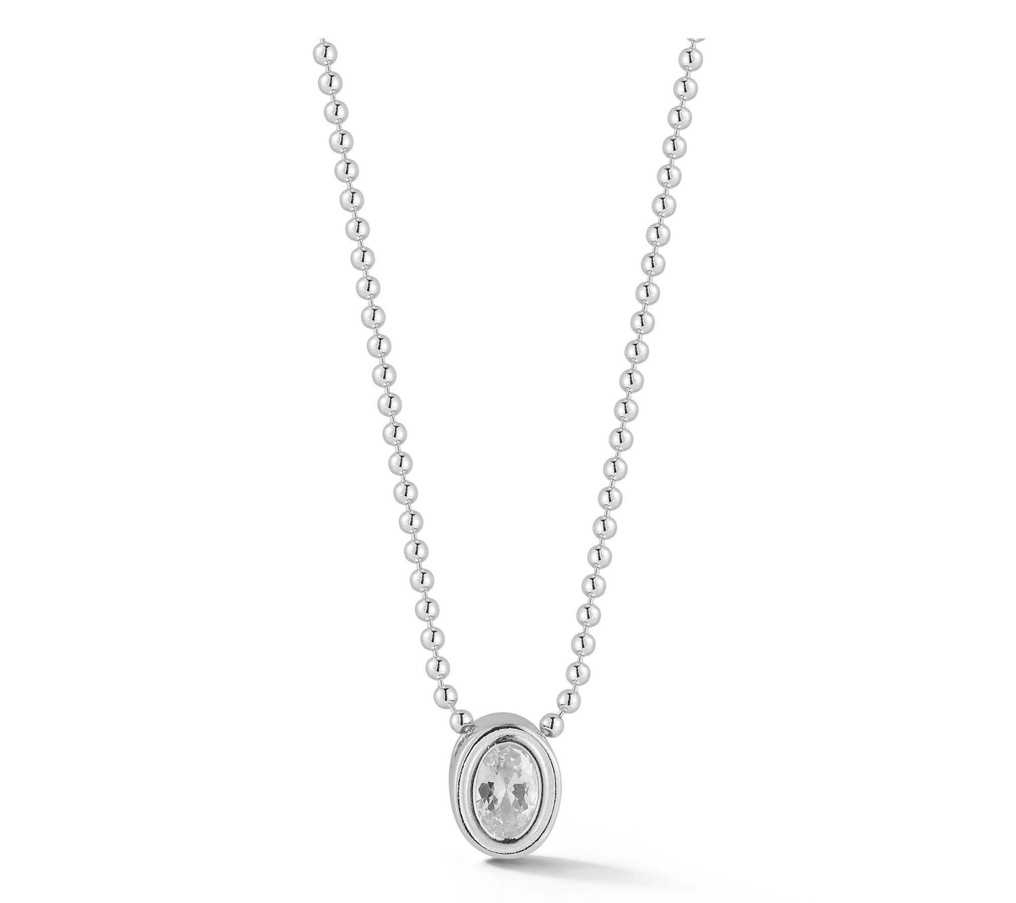 Sterlina Silver Oval Cut Solitaire Pendant w/ Chain, Sterling