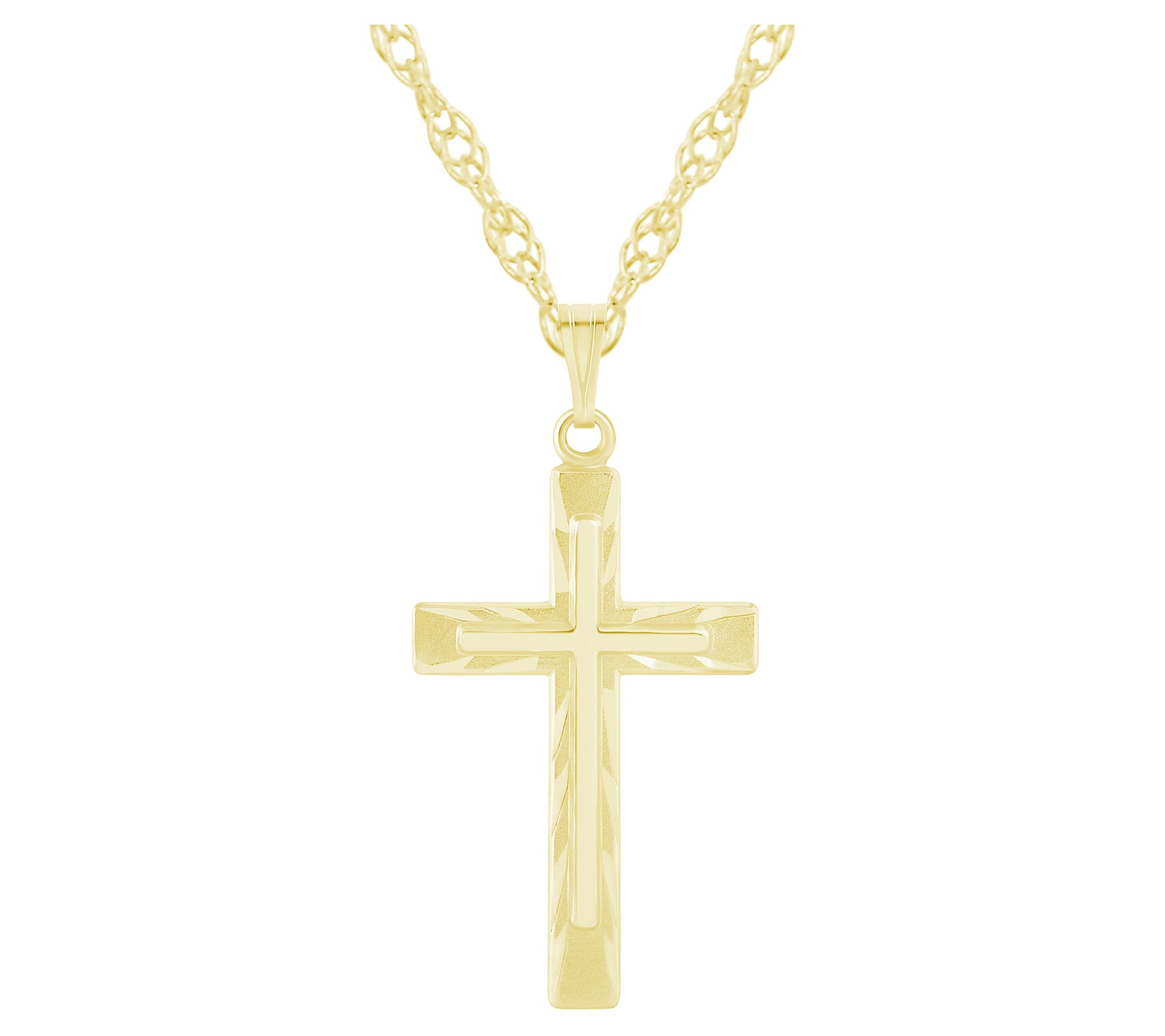 Sterling Silver Polished & Sandblasted Cross Pendant w/ Chain