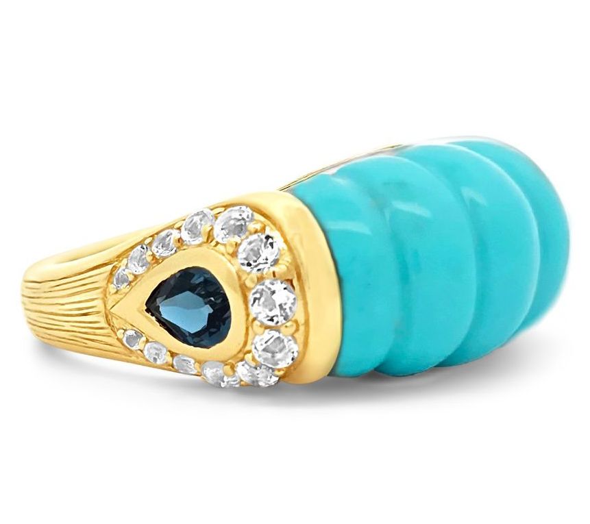 Ariva 18K Gold Clad Turquoise & Topaz Chatham Ring