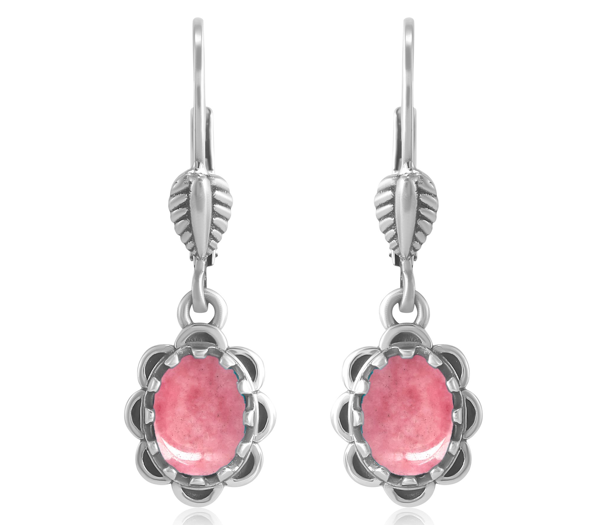 American West Sterling Gemstone Concha Lever Back Earrings