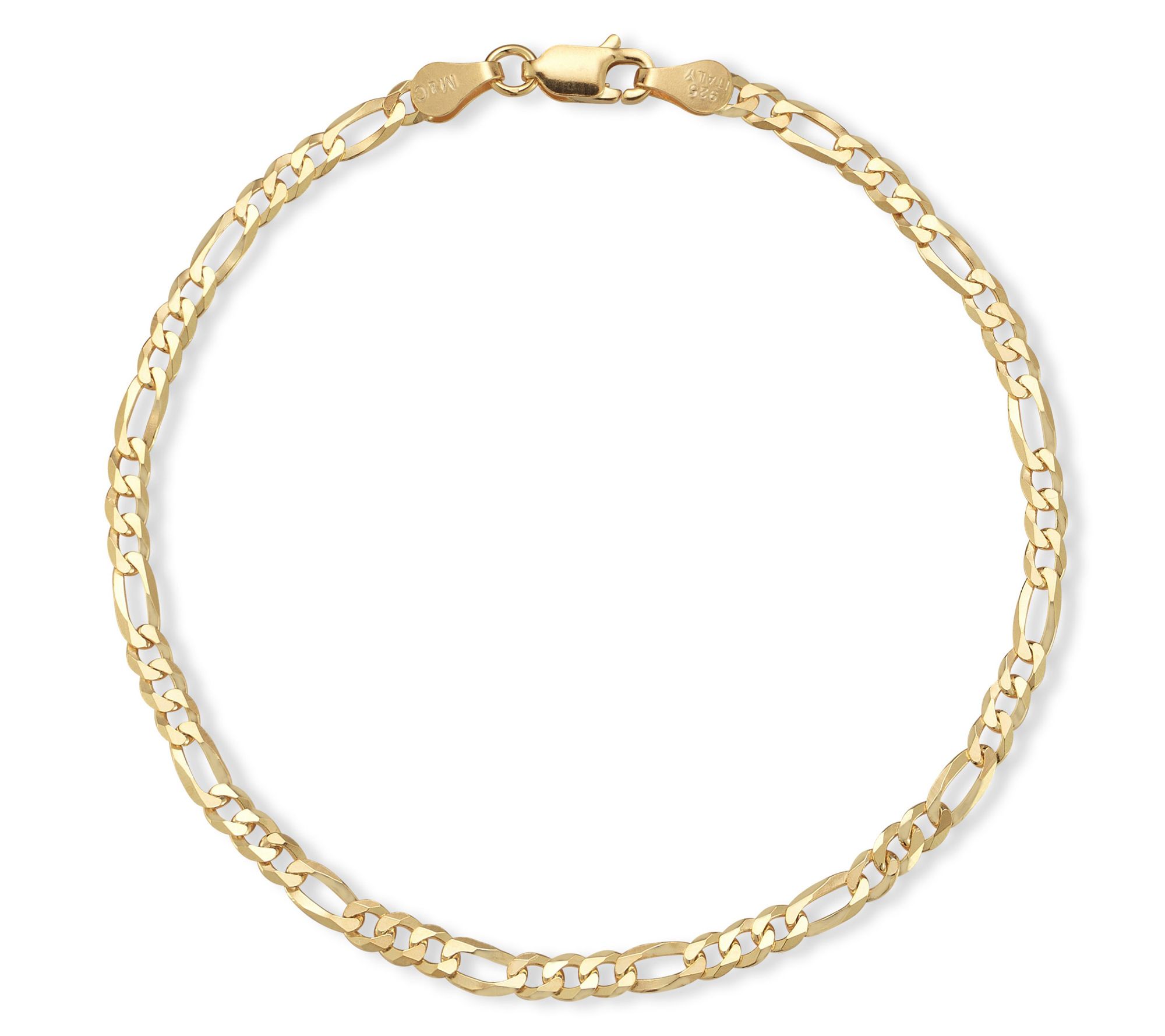 Italian Silver 9" Figaro Chain Ankle Bracelet,Sterling