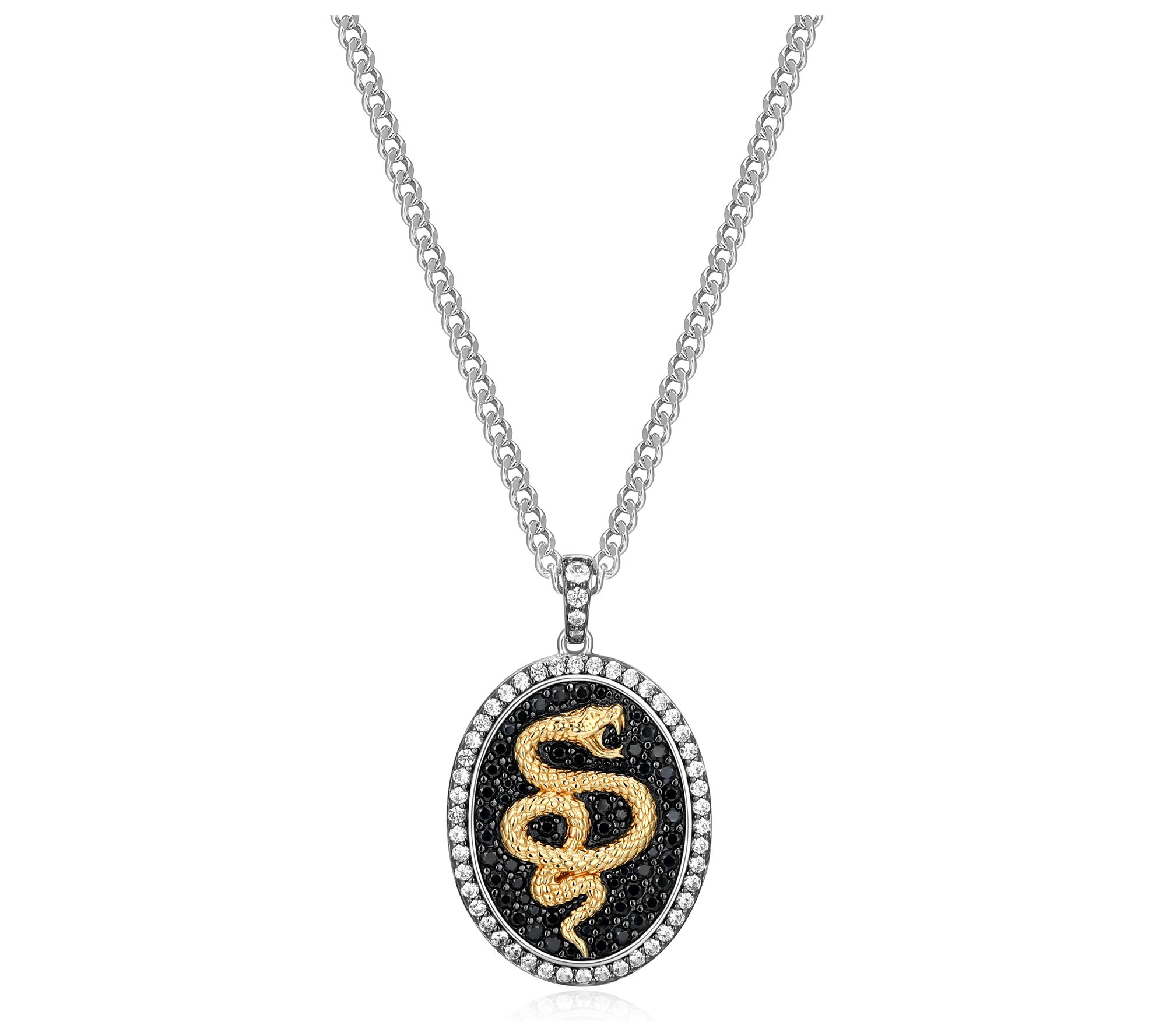 Men's Sterling Silver Sapphire Snake Pendant w/Chain