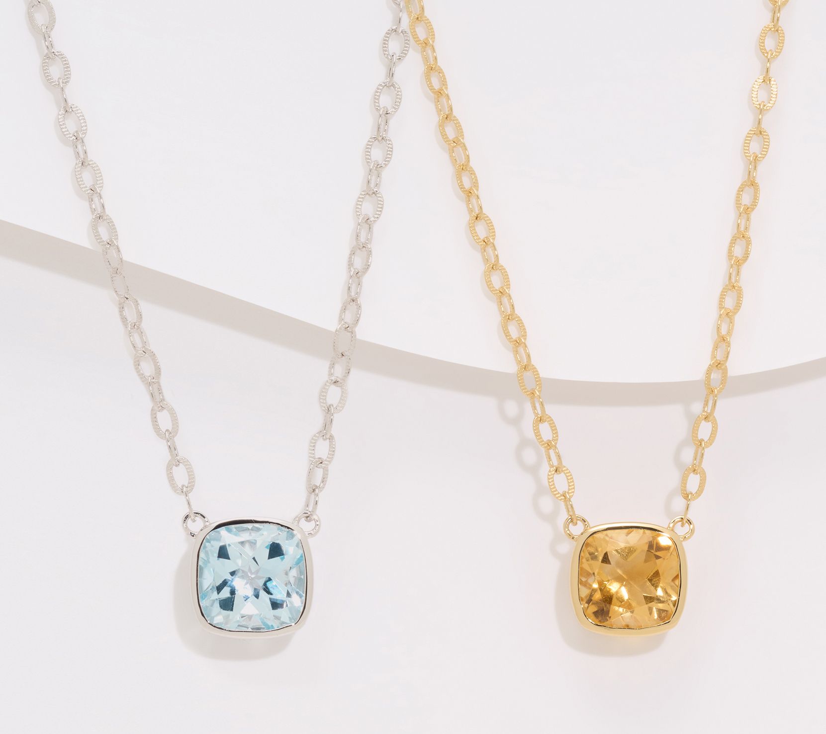 Affinity Gems Cushion Cut Bezel Necklace