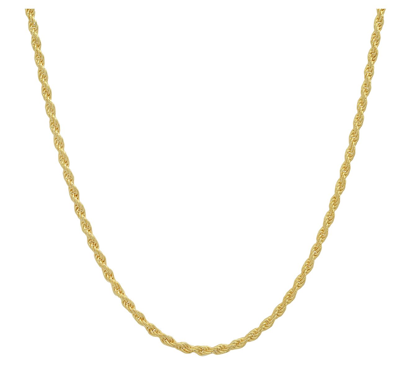Diamond-Cut Rope Chain 16" Necklace, 14K Gold