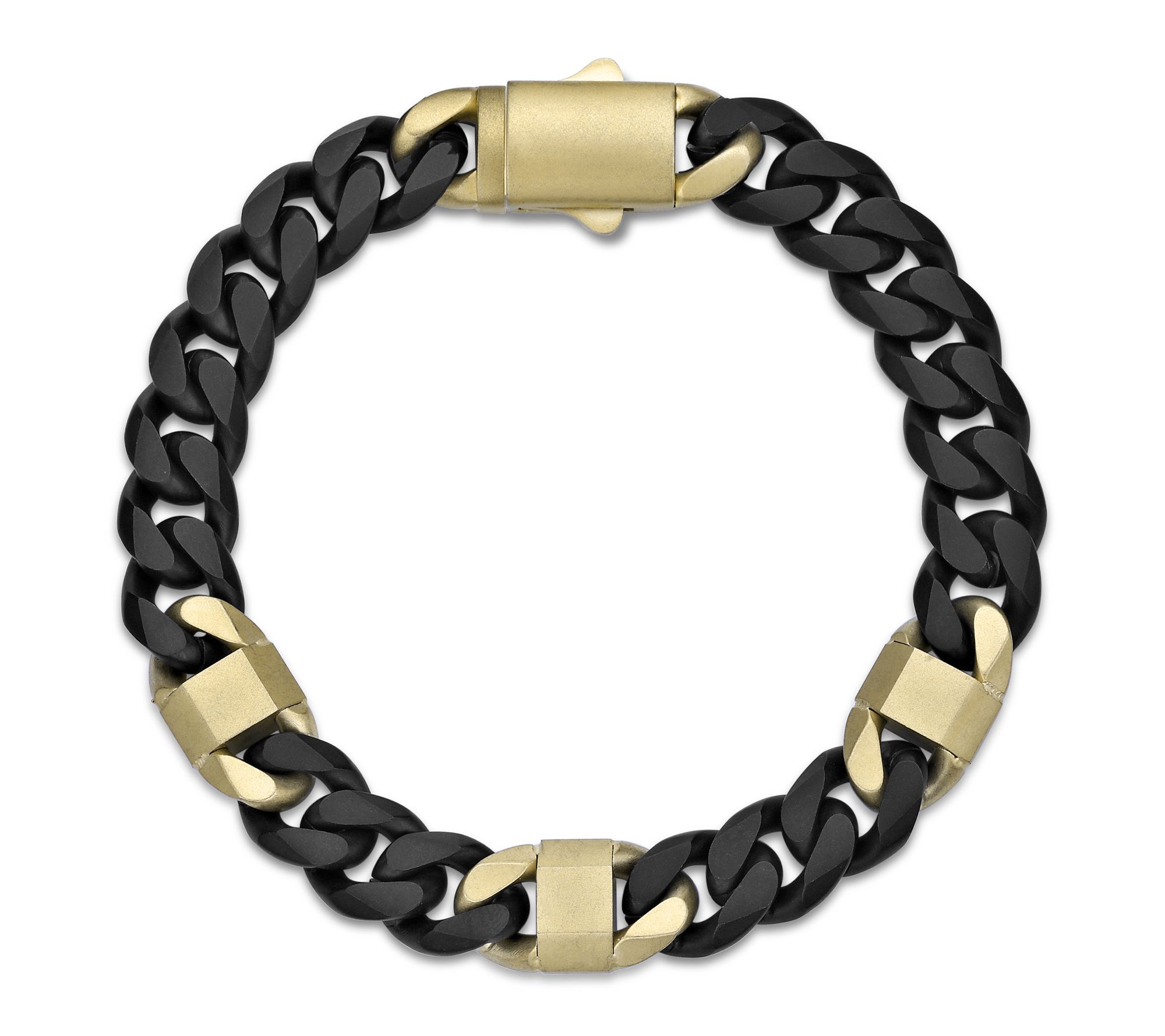 LYNX Men's Two- Tone Stainless Steel Curb Chai n Bracelet