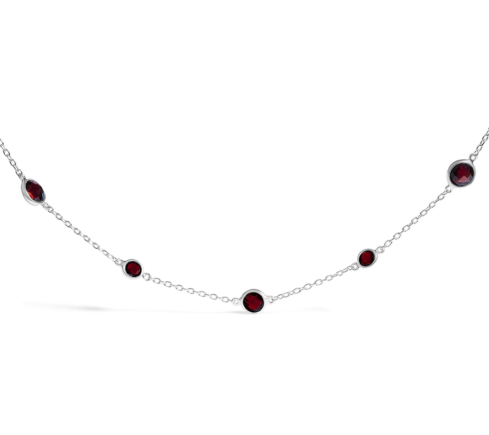 Haus of Brilliance Red Garnet Station Necklace,Sterling