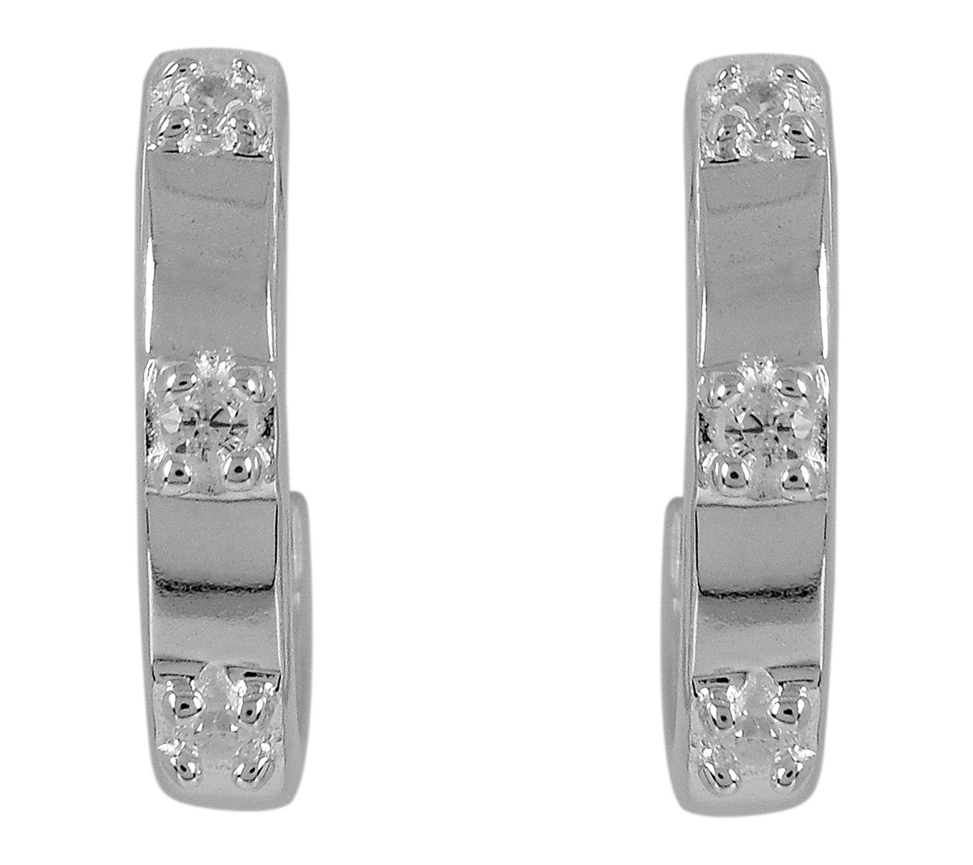 Diamonique Station Hoop Earrings, Sterling Silver