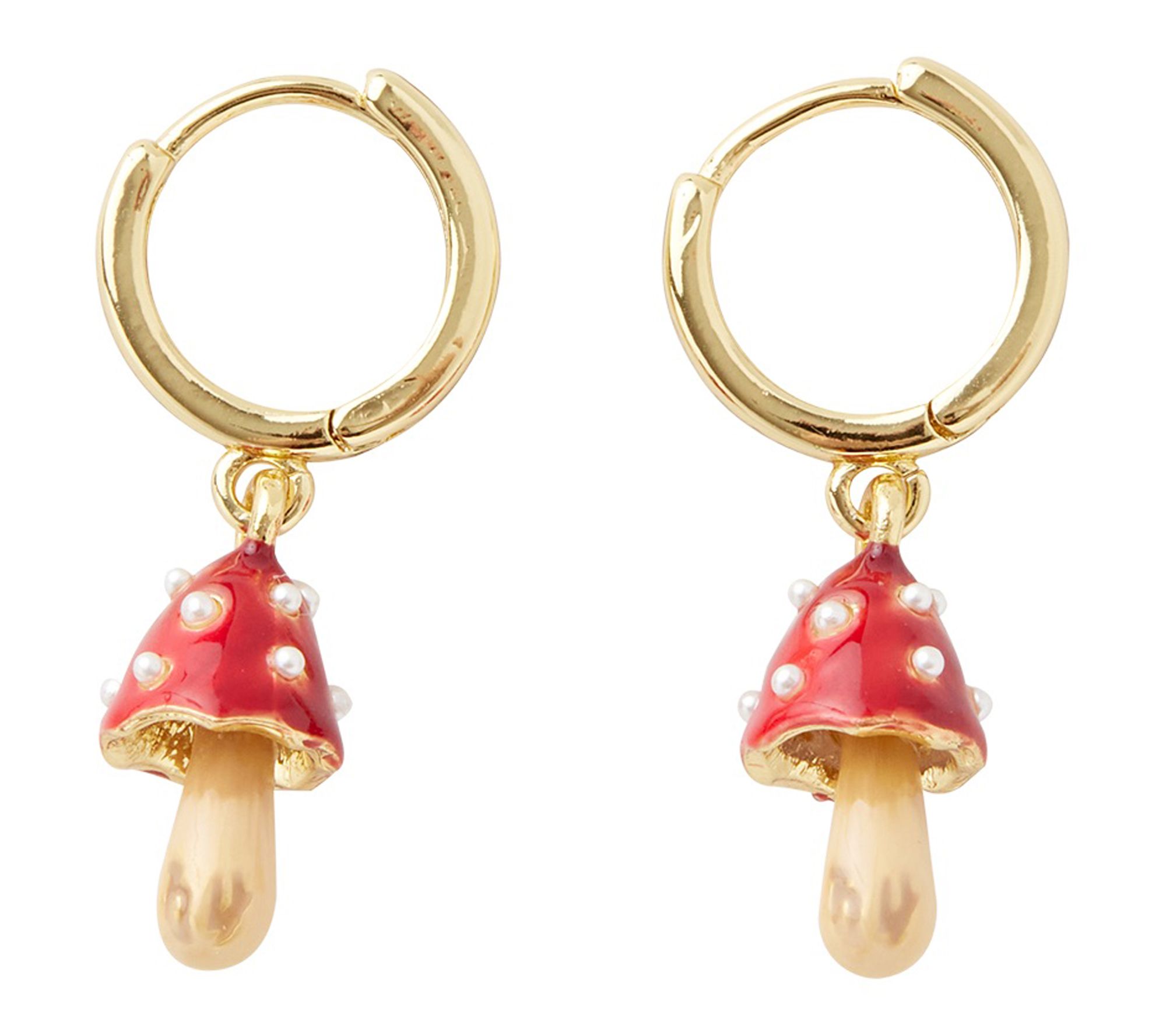 Fable Enamel Mushroom Huggie Hoop Earrings