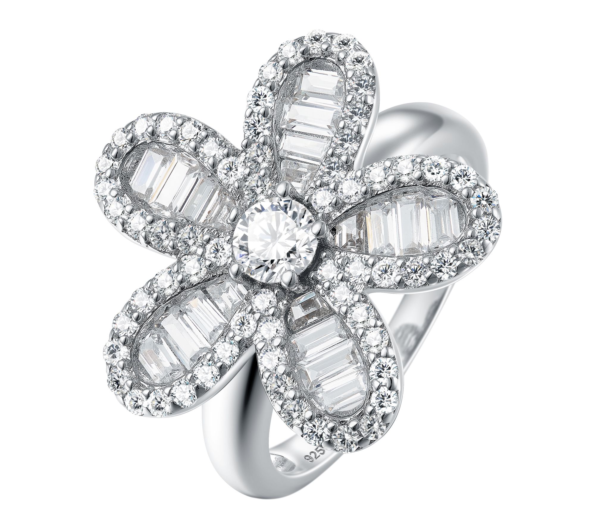 Diamonqiue x Jennifer Miller Baguette Flower Ring, Sterling