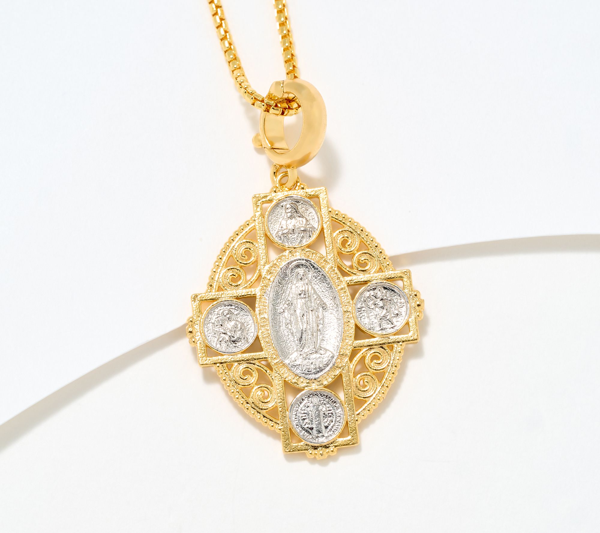 "As Is" David Markstein Bronze Scapular Cross Enhancer w/ 22" Chain