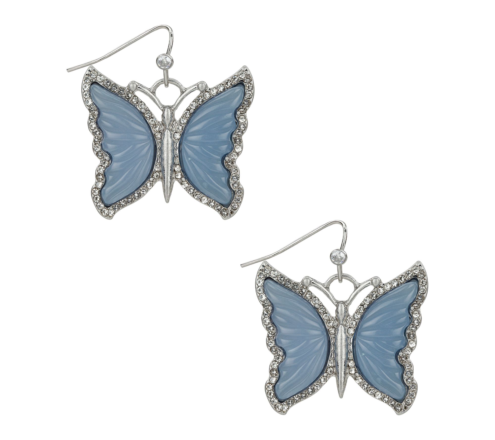 Patricia Nash Blue Carved Butterfly Drop Earrings