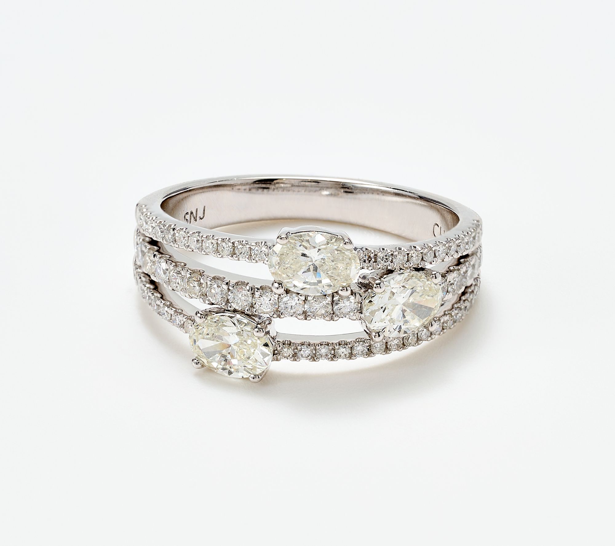 Affinity Diamonds 1.25 cttw Three Tier Oval East-West Band, 14K Gold