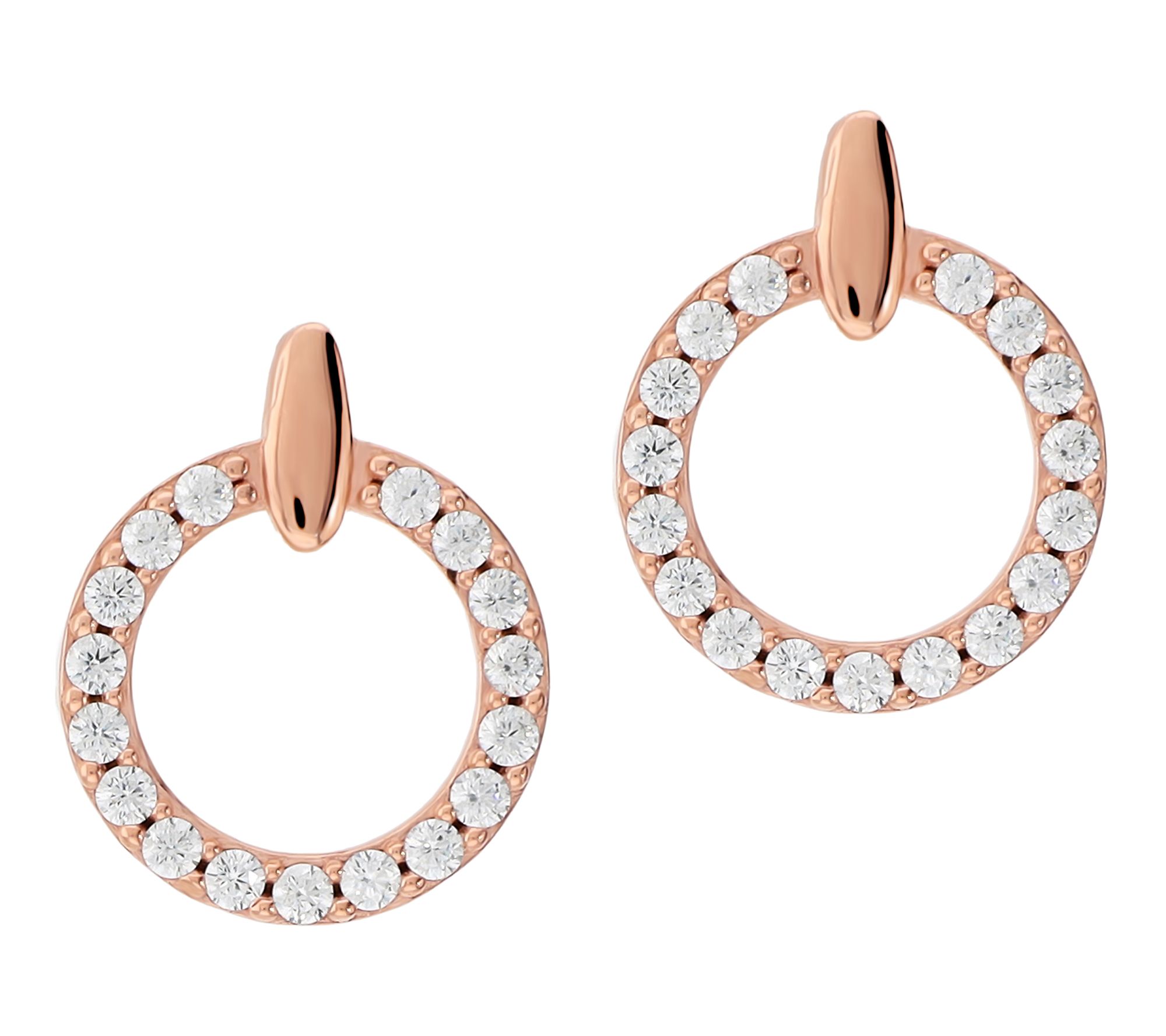 Diamonique Open Circle Earrings, 14K Rose GoldPlated