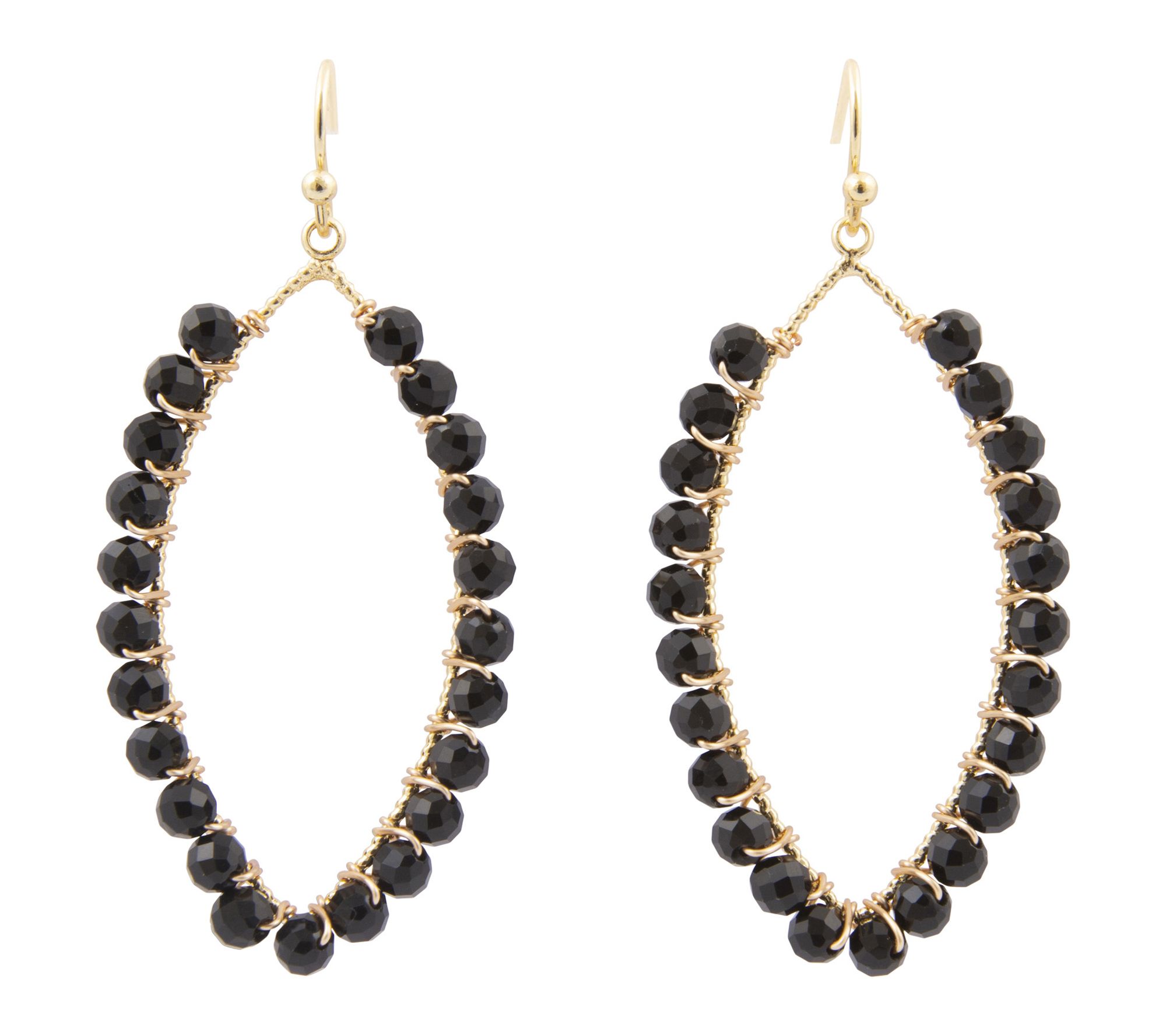 Barse Artisan C rafted 18K Gold Plated Onyx Dr op Earrings