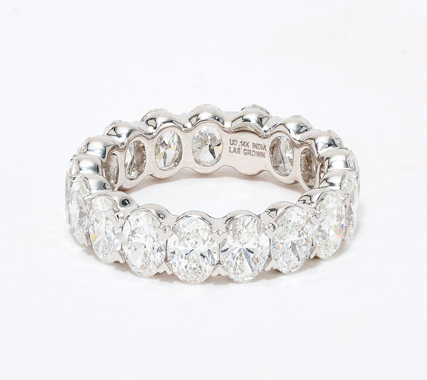 Fire Light Lab Grown Diamonds 5 cttw Oval Cut Eternity Band 14k Gold