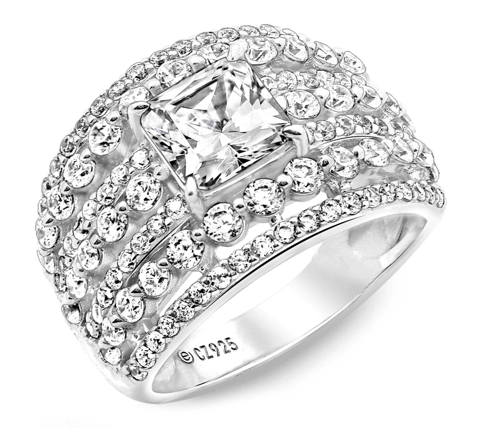 Diamonique Dome Statment Ring, Sterling Silver