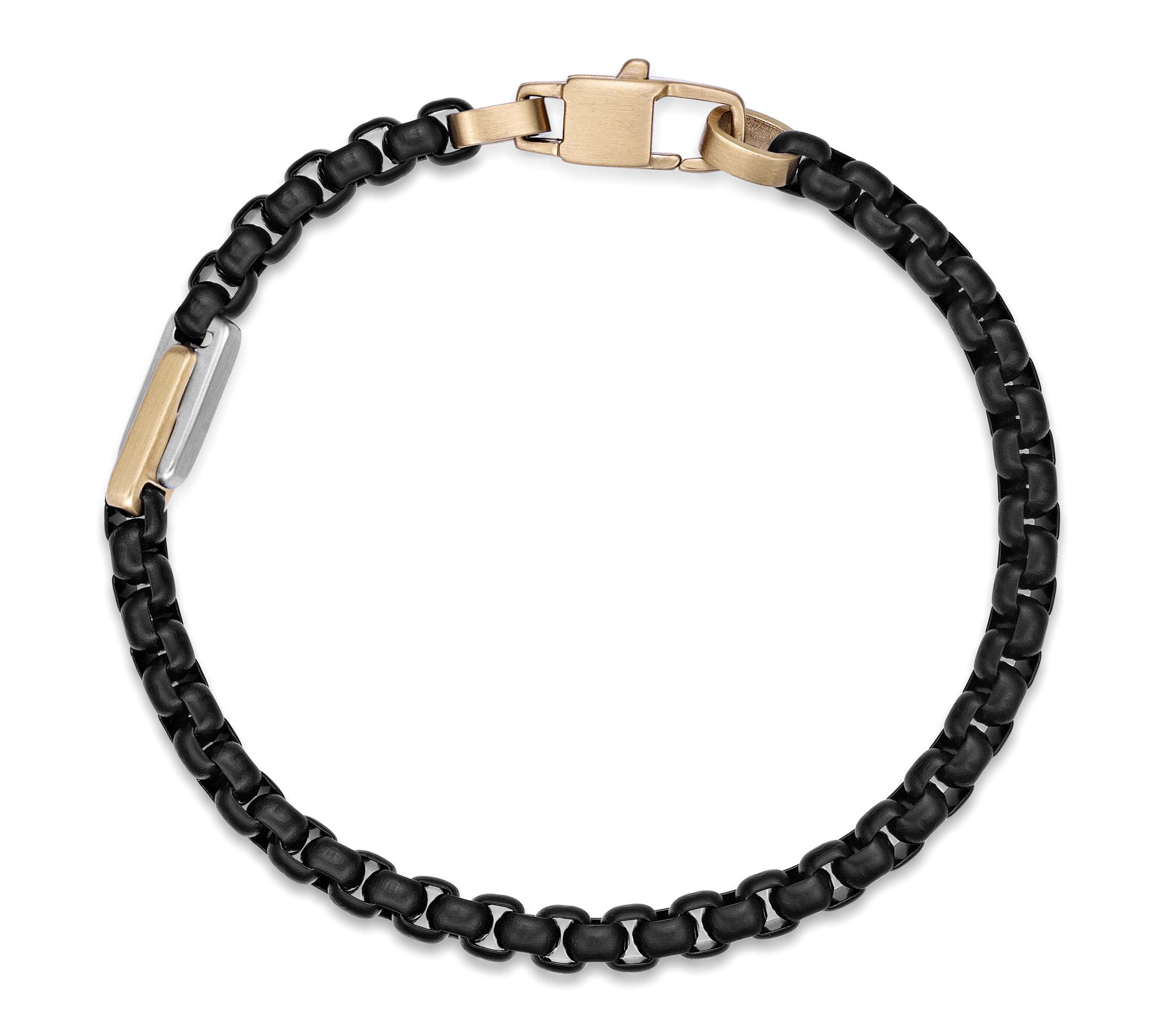 LYNX Men's Black & Goldtone Stainless Station Bracelet