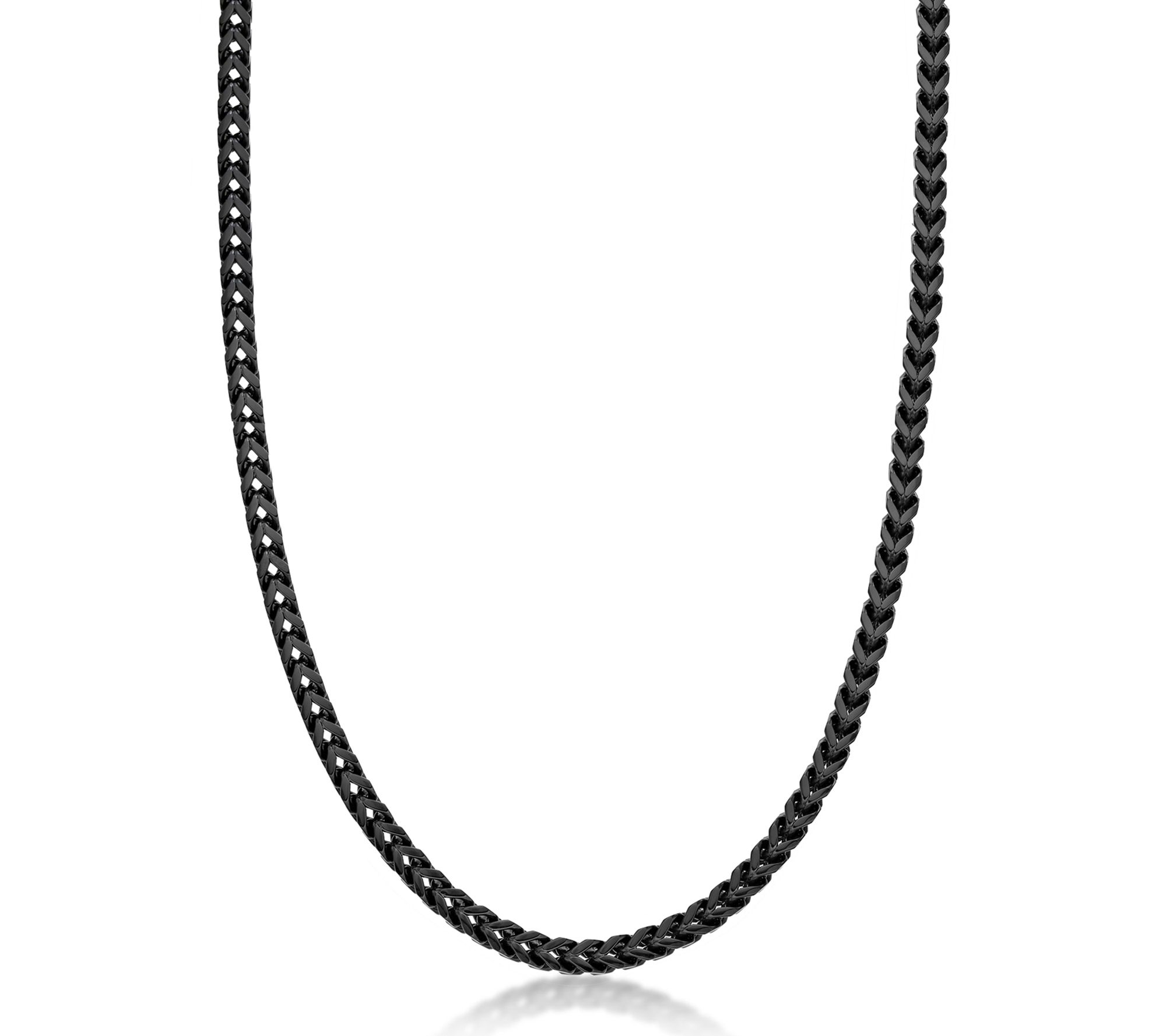 LYNX Men's Stainless Steel 6MM Black IP Foxtail Chain Necklace