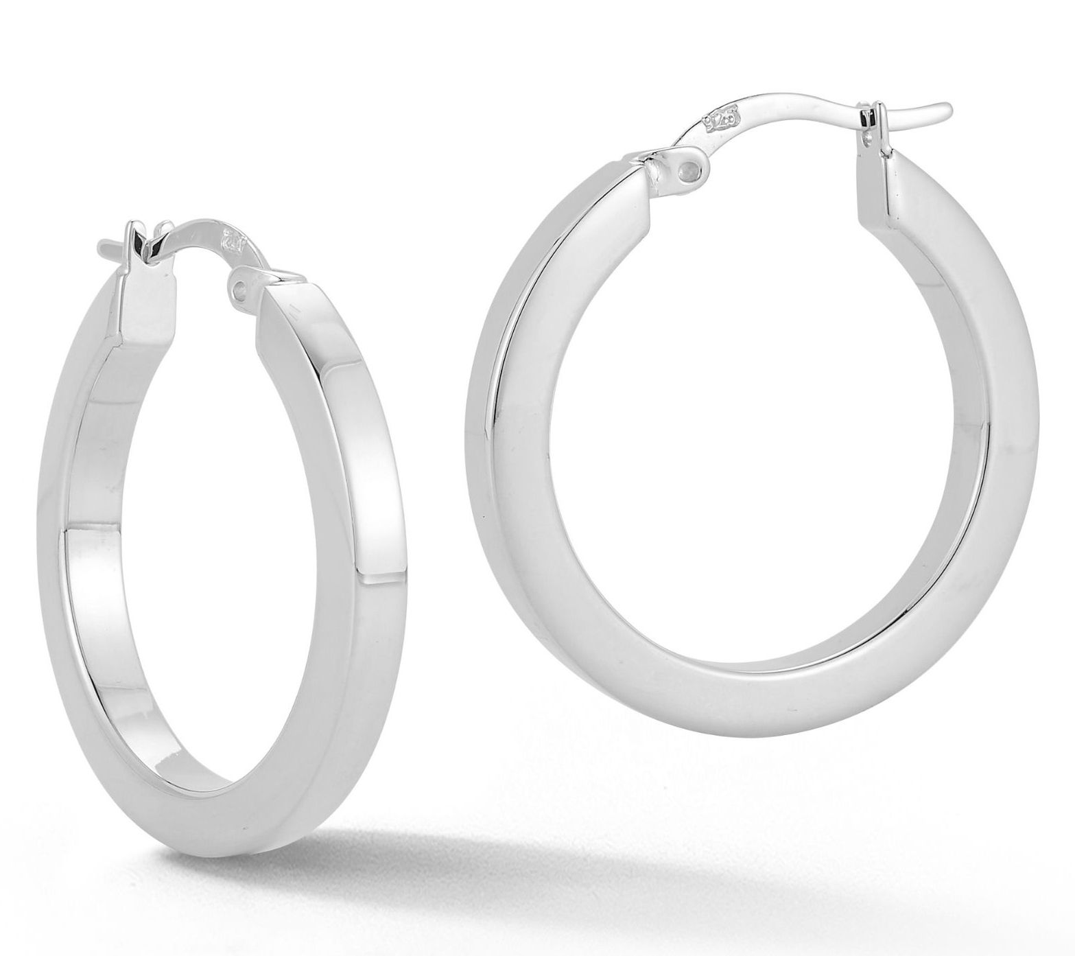 Sterlina Silver 7/8" Round Tube Hoop Earrings,Sterling
