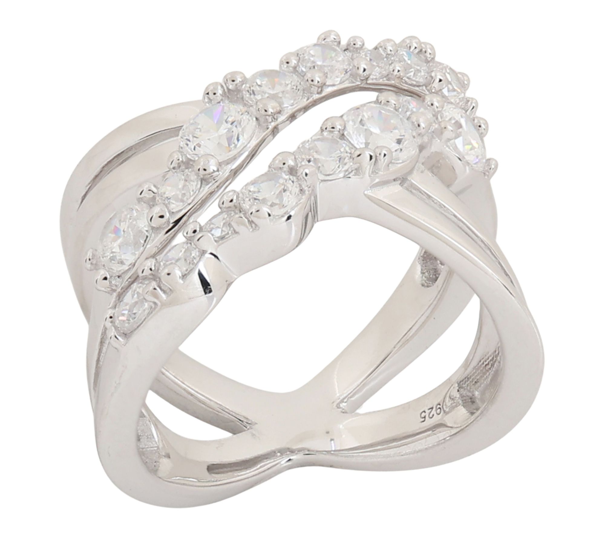 Diamonique Bold Bypass Ring, Sterling Silver