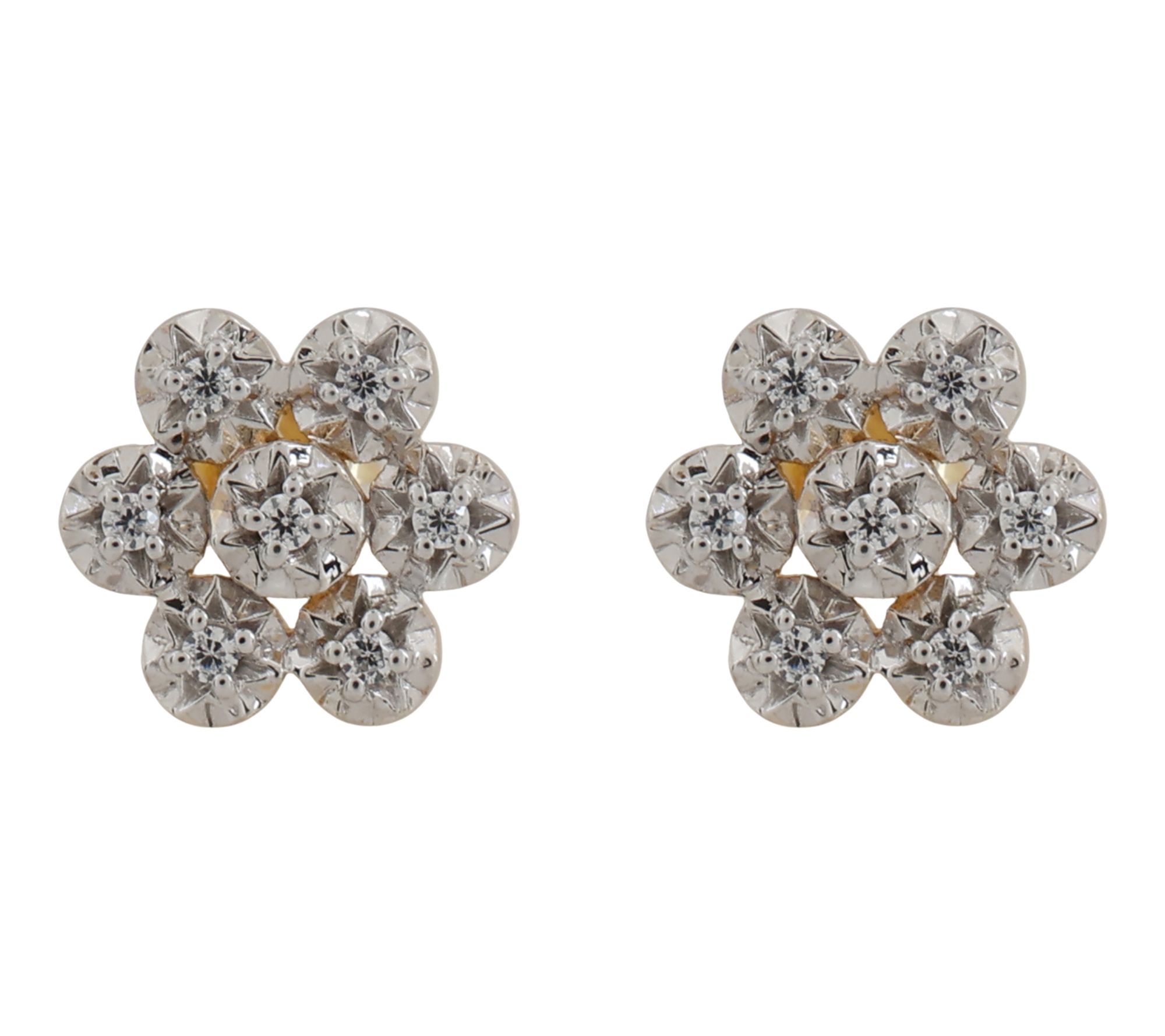 Diamonique Illusion Flower Stud Earrings, Sterling Silver