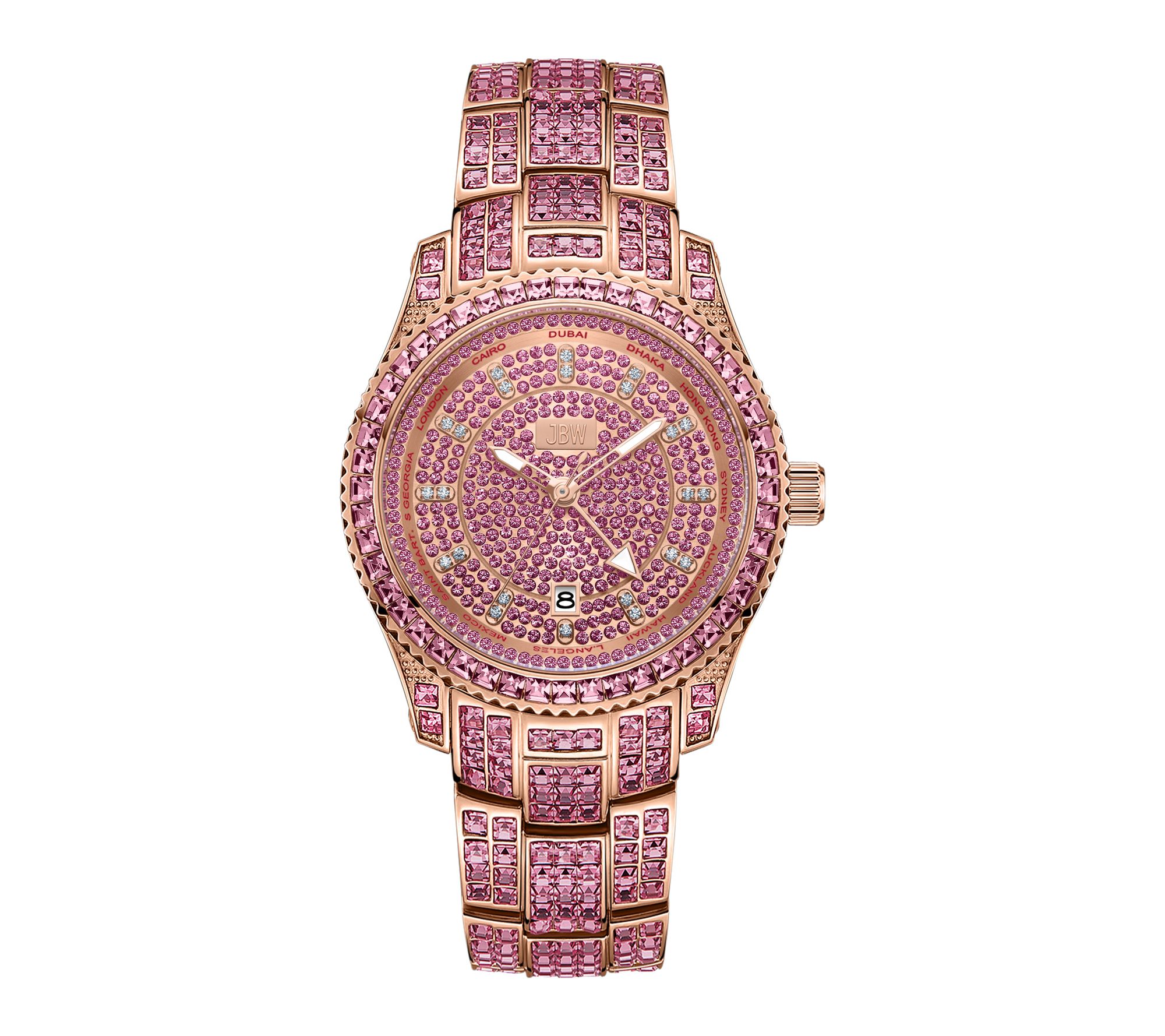 JBW Women's Jet Setter Pink Crystal Watch, 18KRose Plated