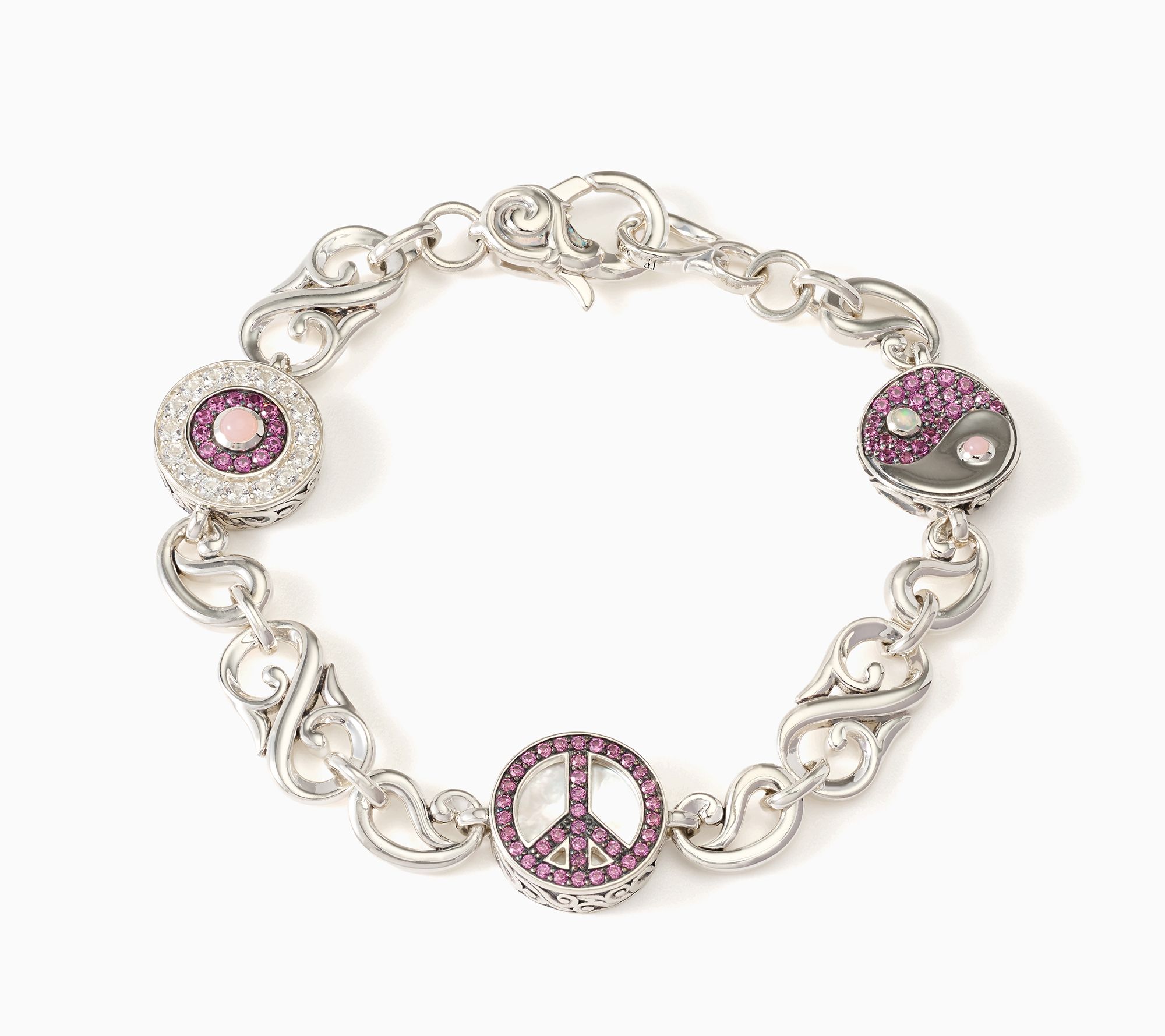 Third Person Sterling Silver Good Vibes Swirl Link Bracelet