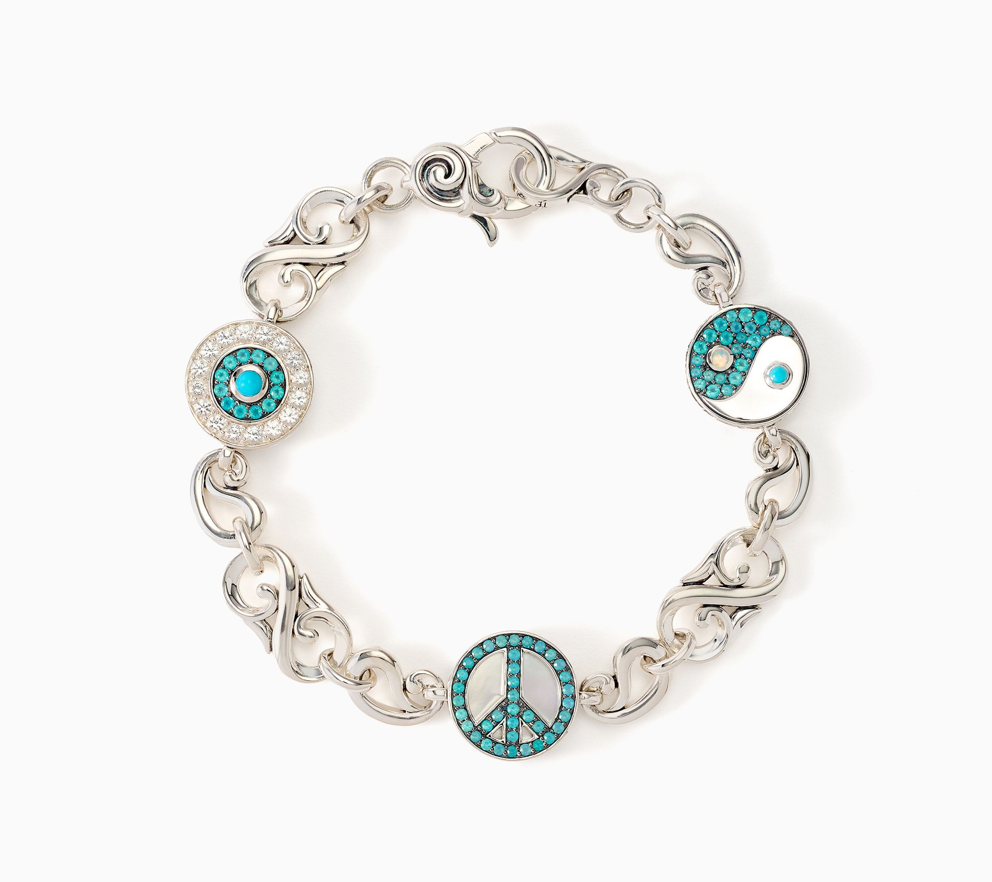 Third Person Sterling Silver Good Vibes Swirl Link Bracelet