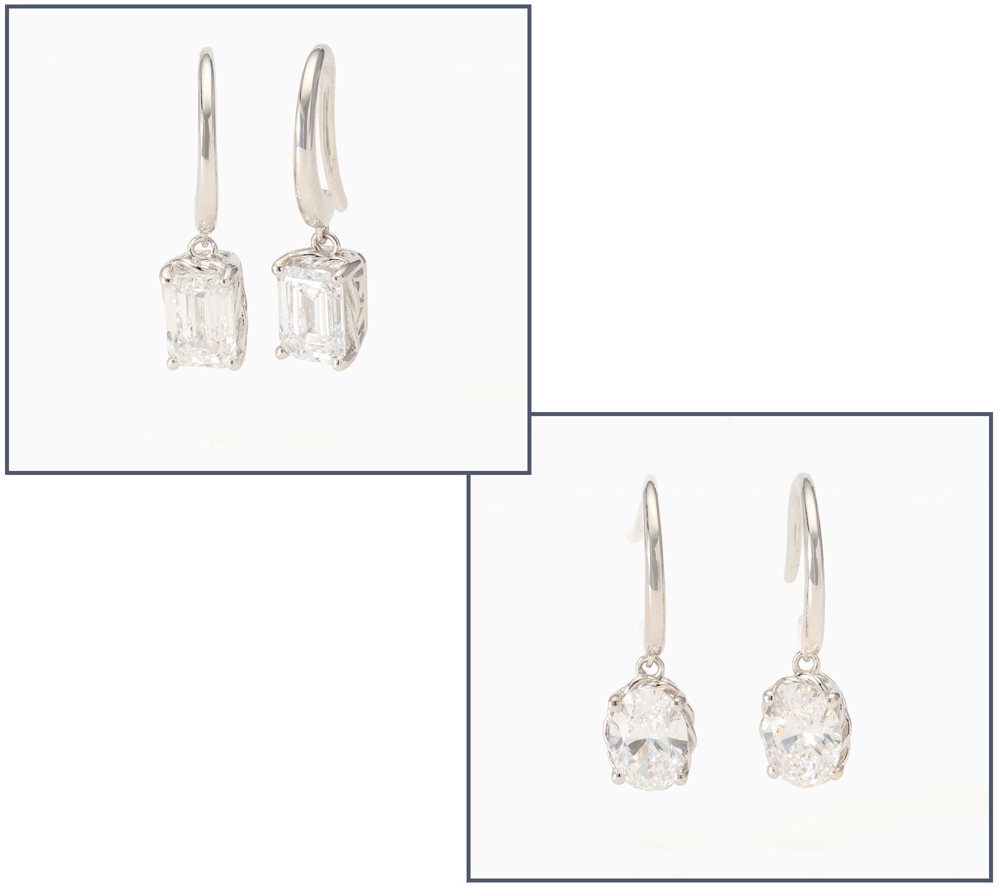 XO Tacori Lab Grown Diamond 2.00 ctw Oval or Emerald Cut Earring, Sterl