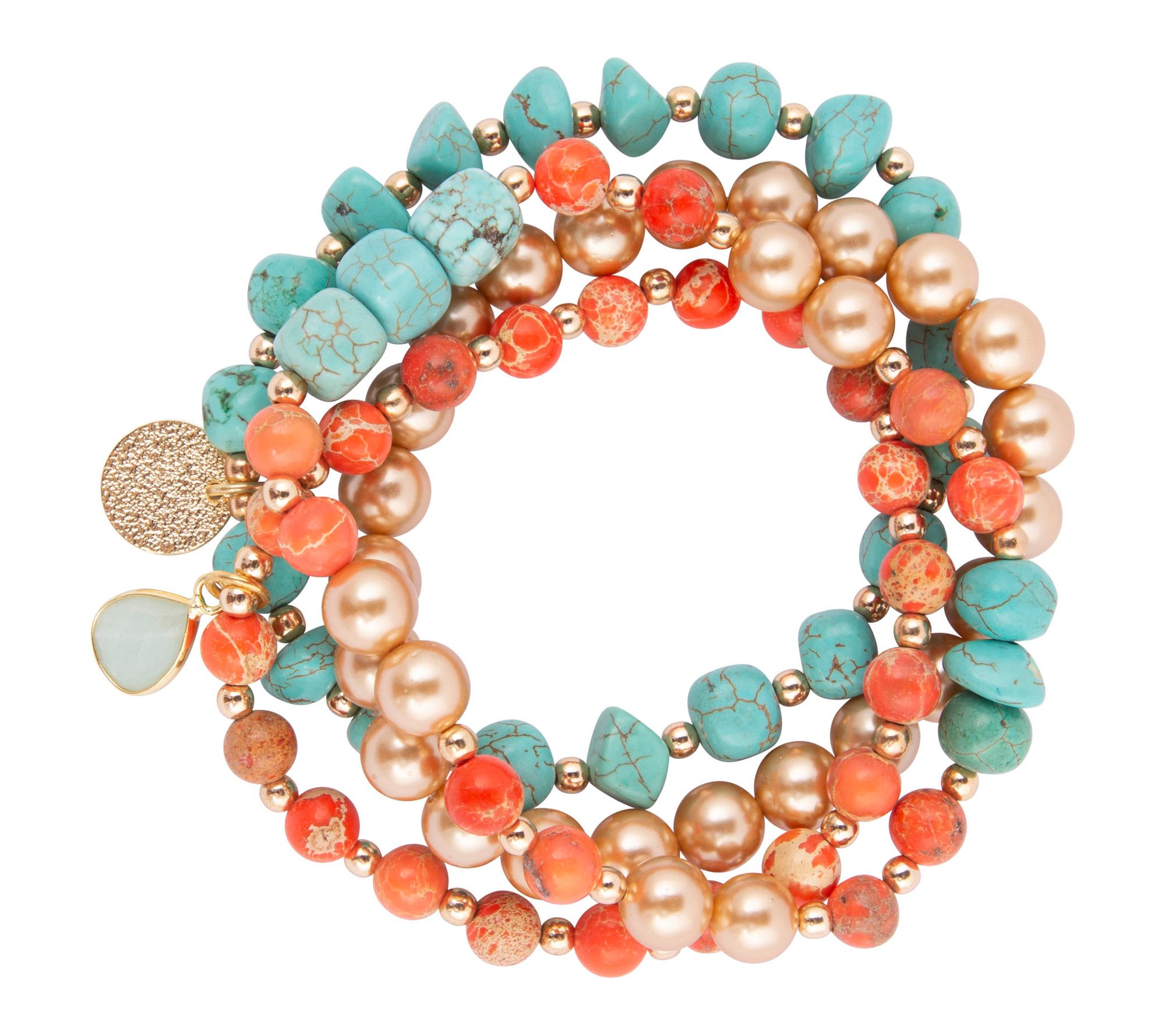Barse Artisan Crafted Magnesite and Jasper Stretch Bracelet Set