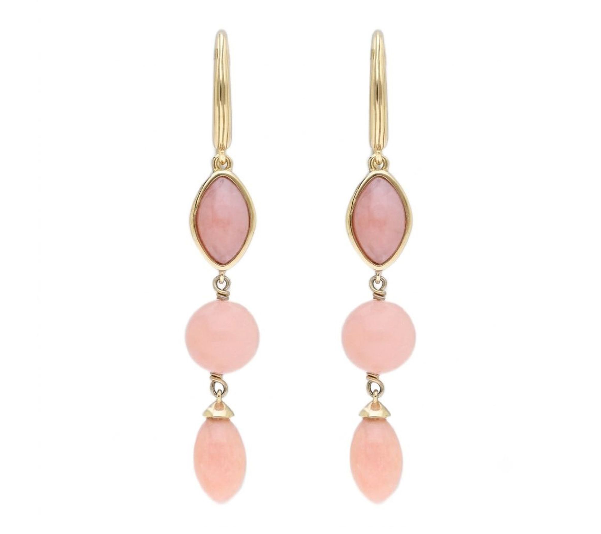 Ariva 18K Gold Clad Pink Opal Riviera Drop Earrings