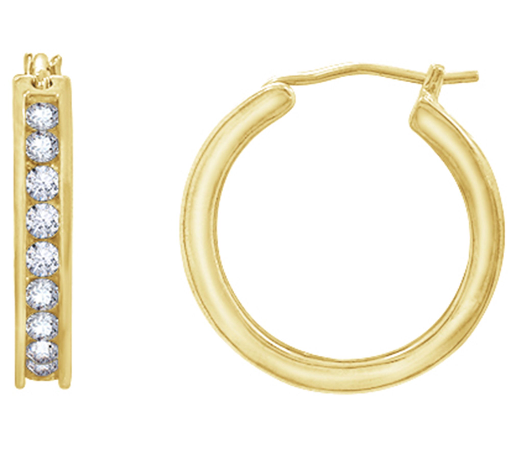 Diamonique Channel-Set Hoop Earrings