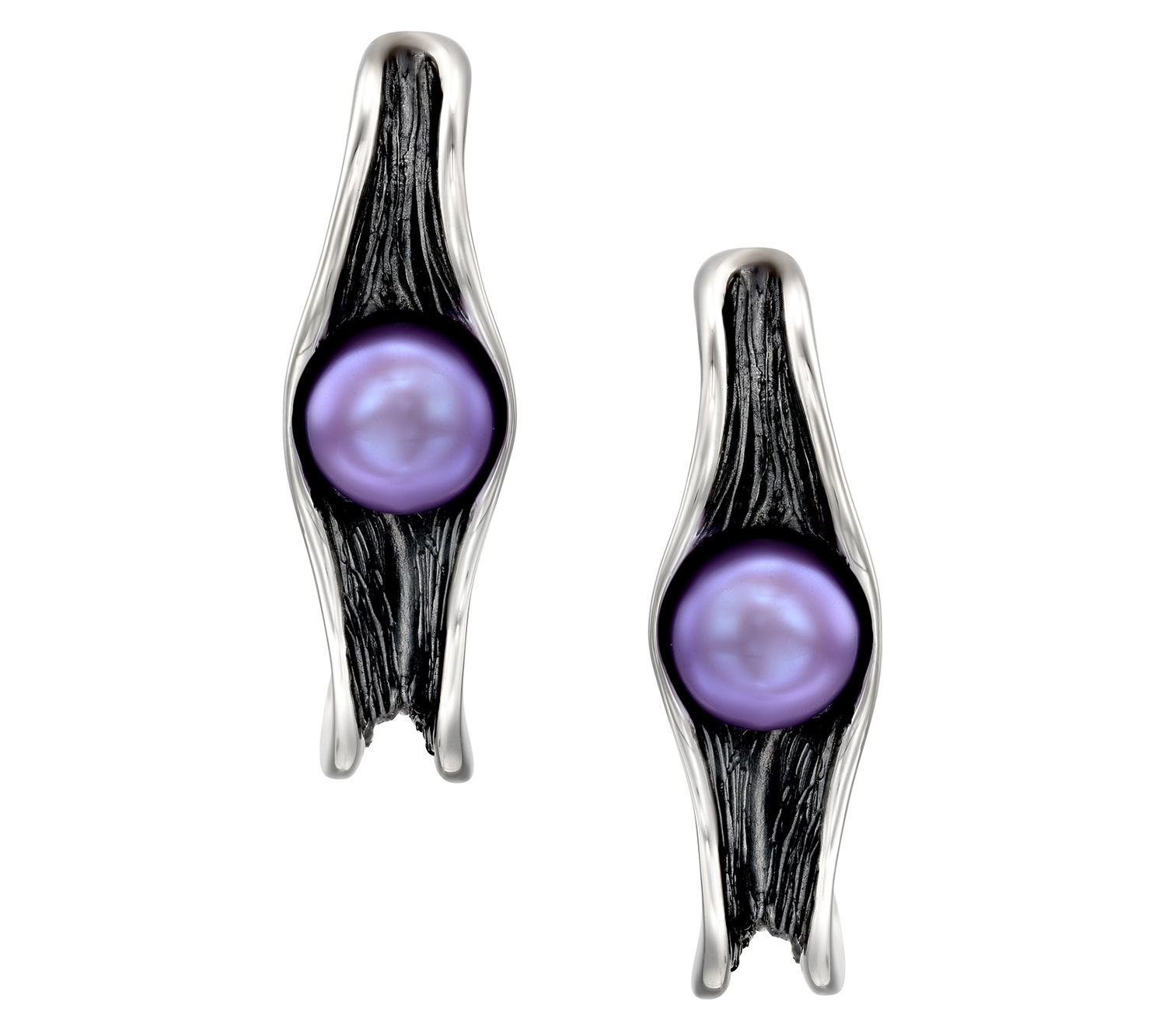 Hagit Sterling Silver Half-Hoop Cultured PearlEarrings